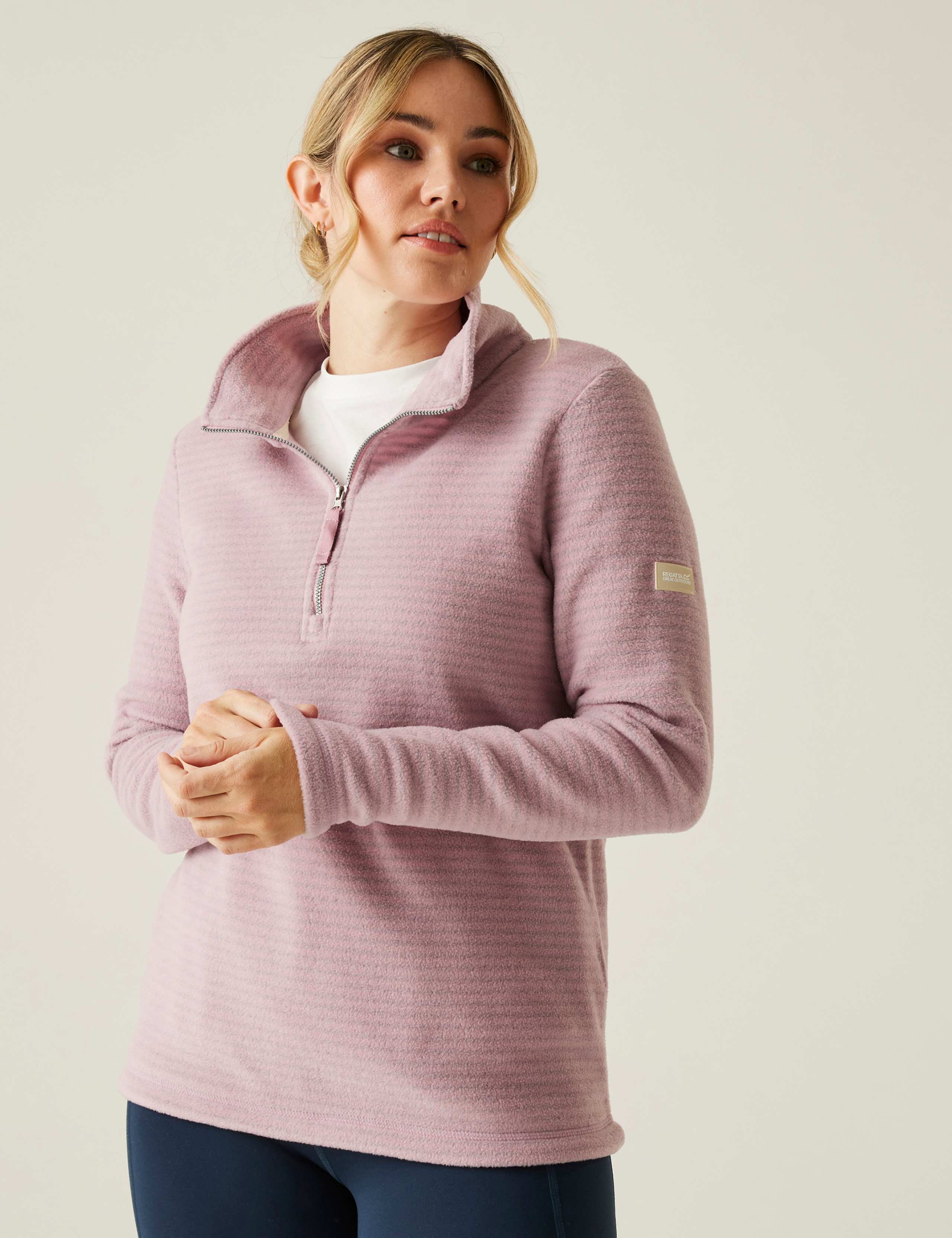 Solenne II Striped Half Zip Fleece