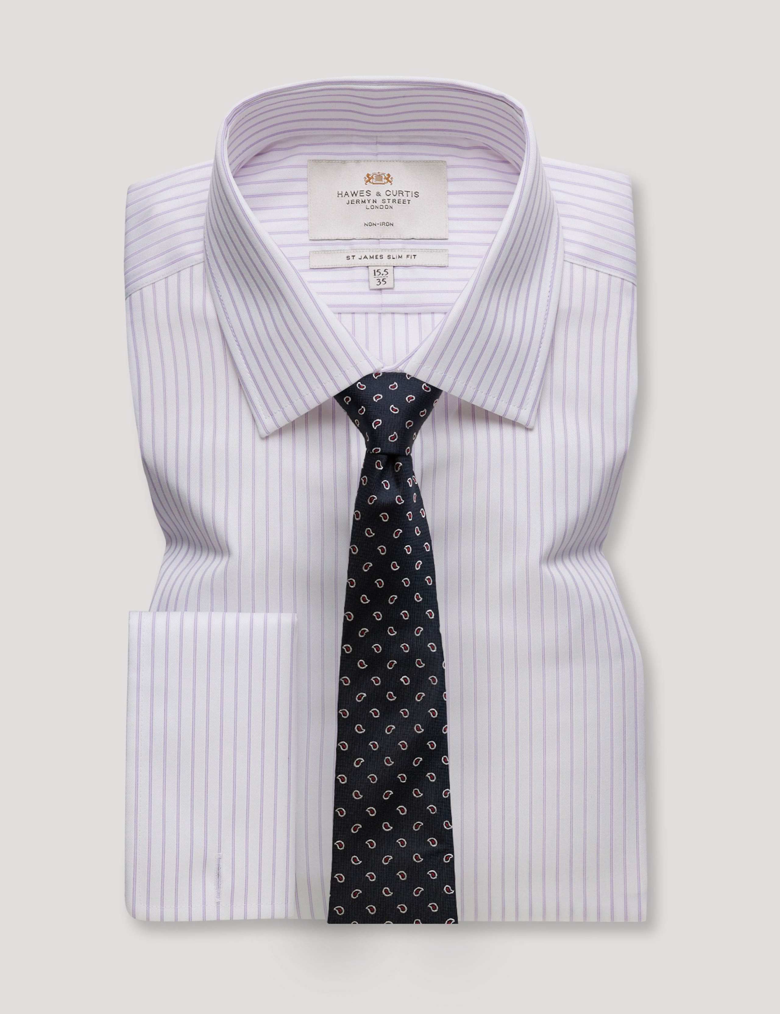 Skinny Fit Non Iron Pure Cotton Striped Shirt