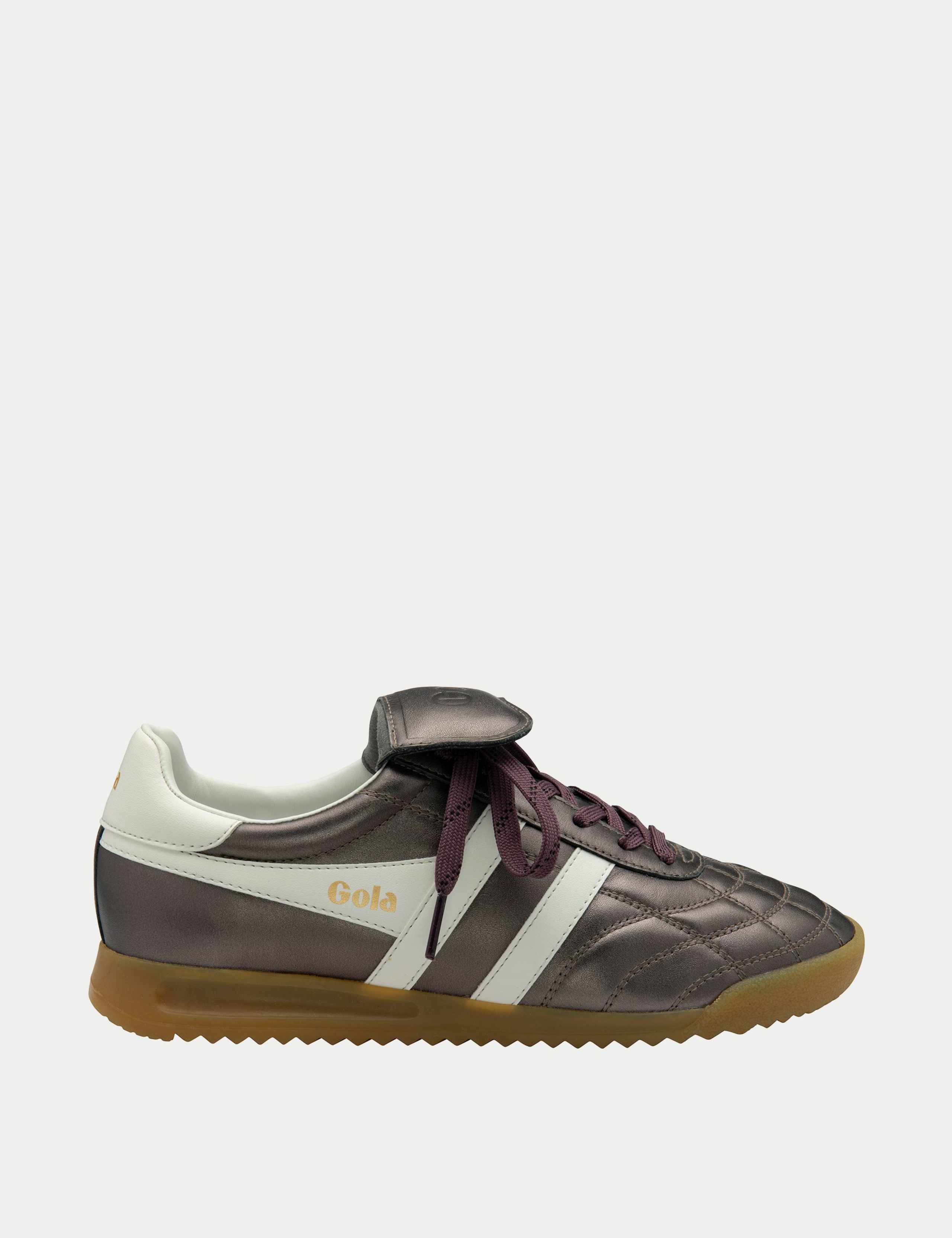 Leather Lace Up Metallic Trainers