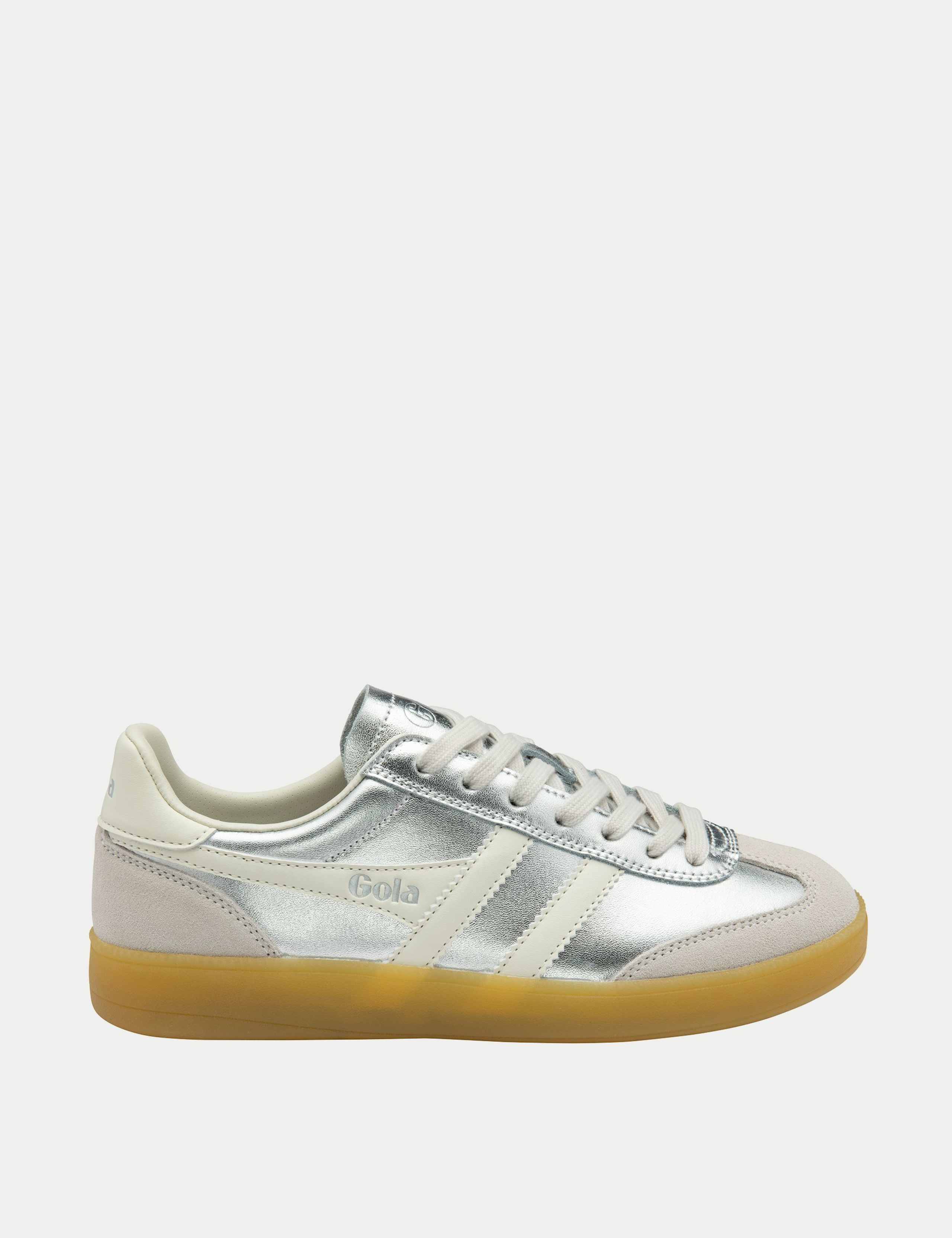 Leather Lace Up Metallic Striped Trainers