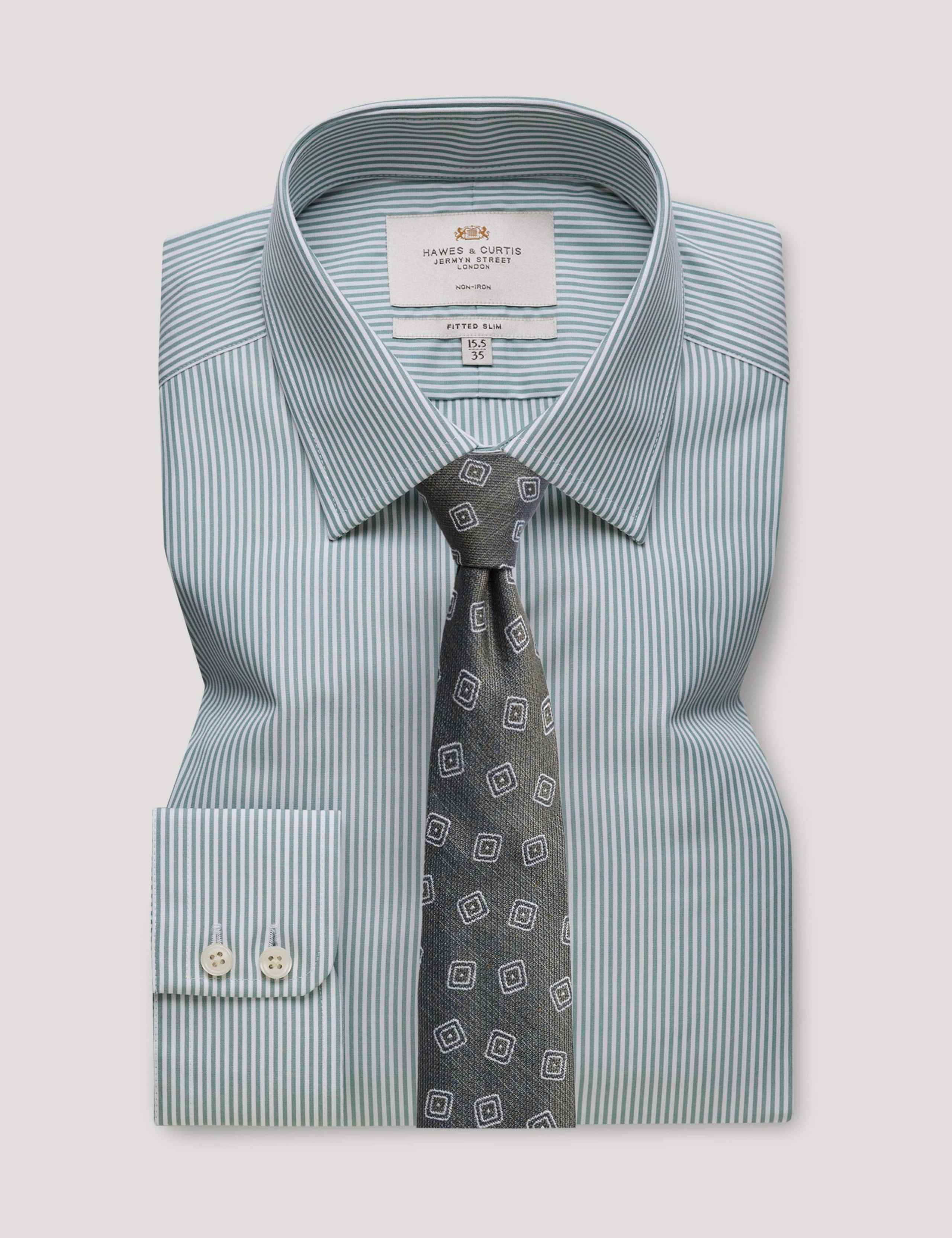 Skinny Fit Non Iron Pure Cotton Striped Shirt