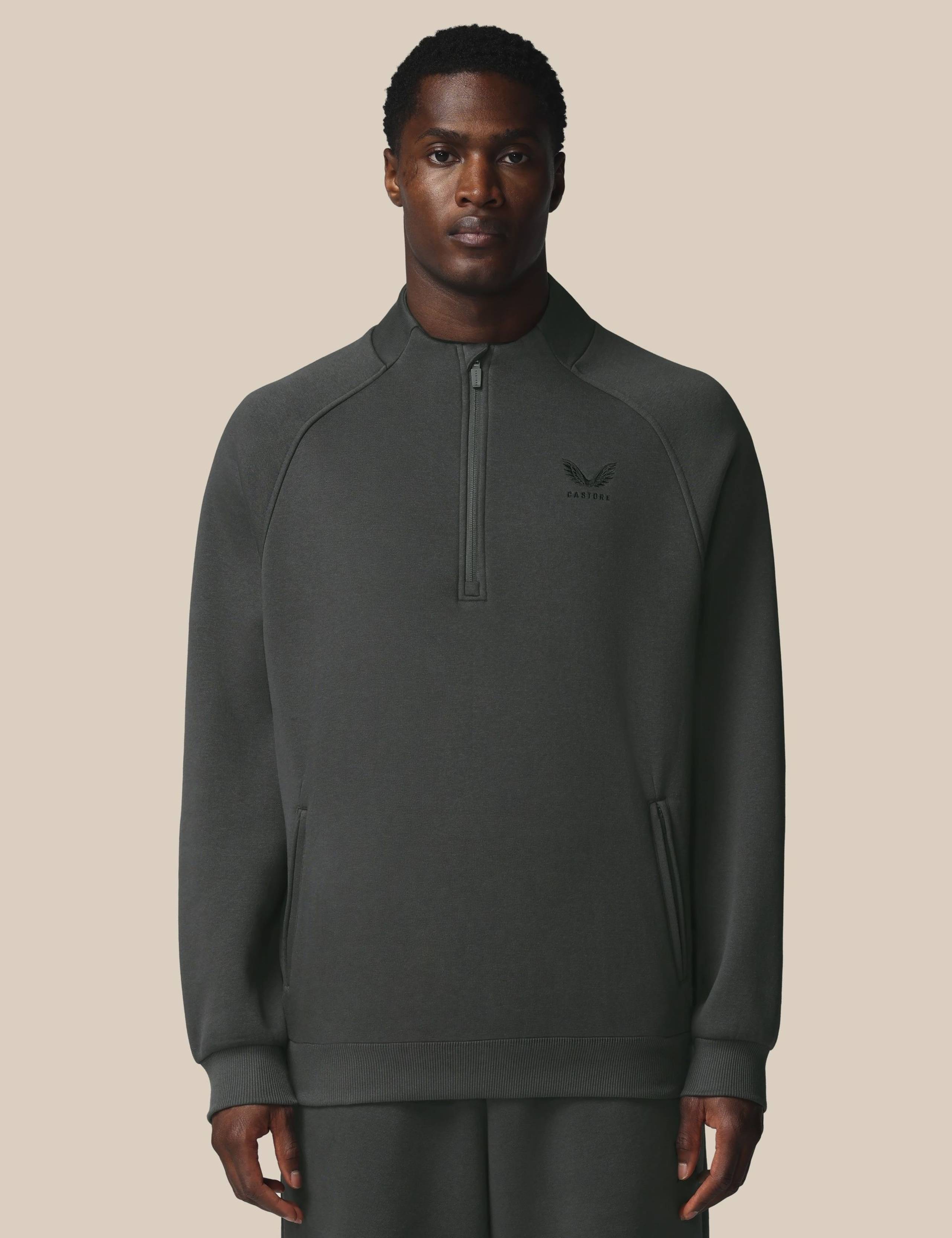 Cotton Rich Fleece Half Zip Sports T-Shirt