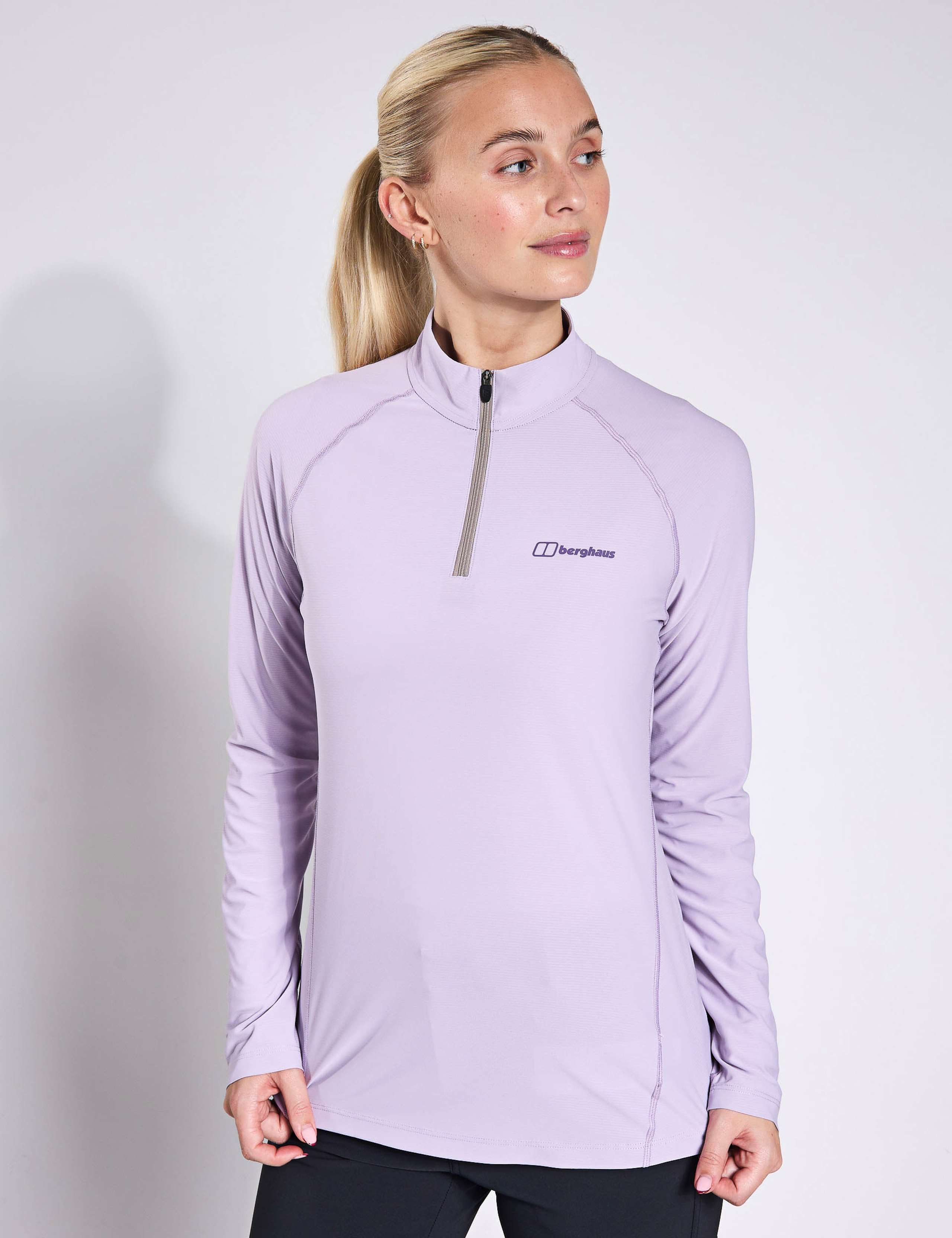 24/7 High Neck Half Zip Long Sleeve Top