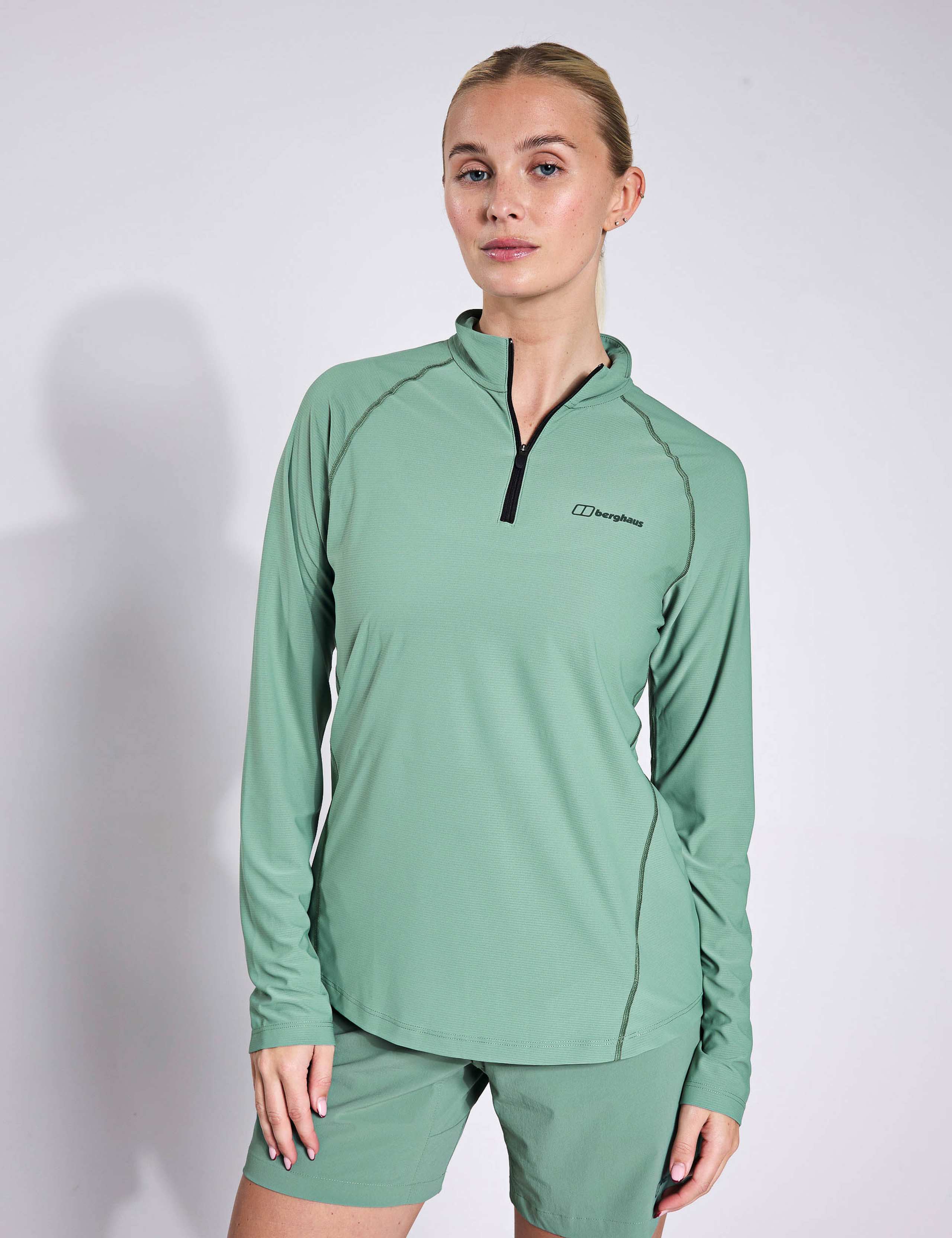 24/7 High Neck Half Zip Long Sleeve Top