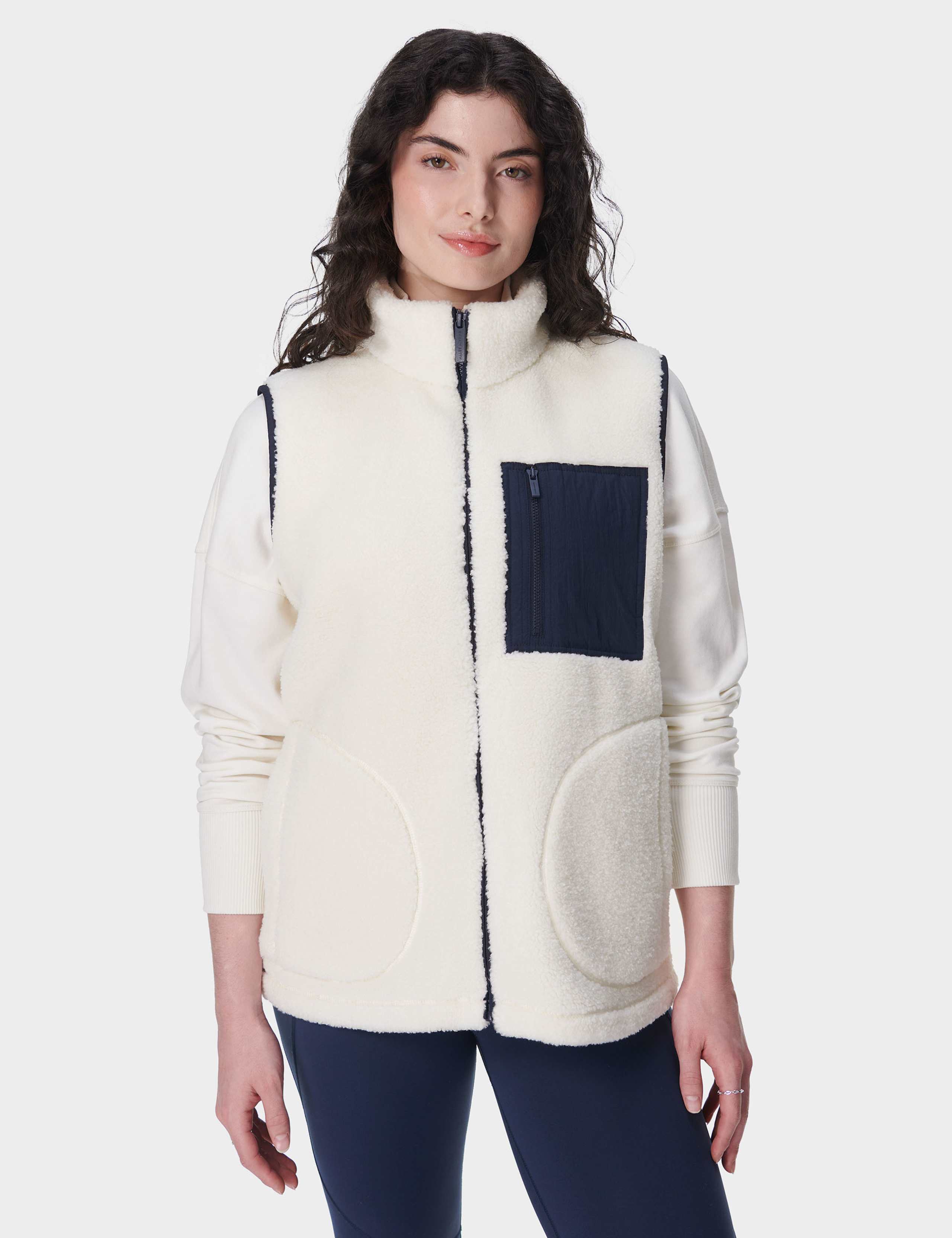 Plush Zip Up Funnel Neck Fleece Gilet