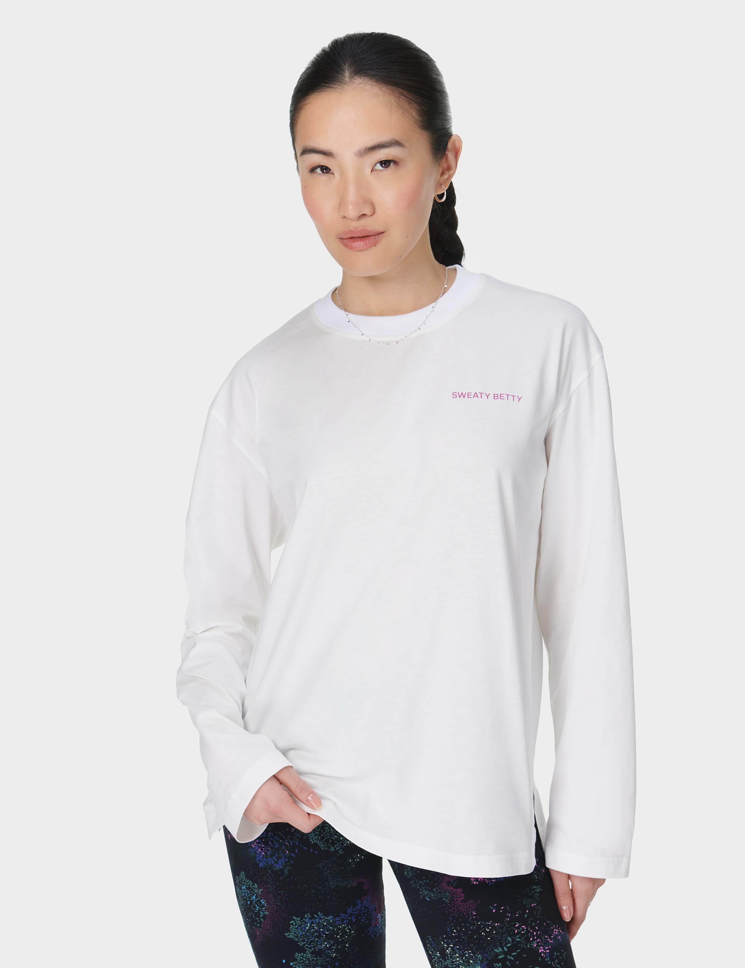 Logo Pure Cotton Crew Neck Oversized Top