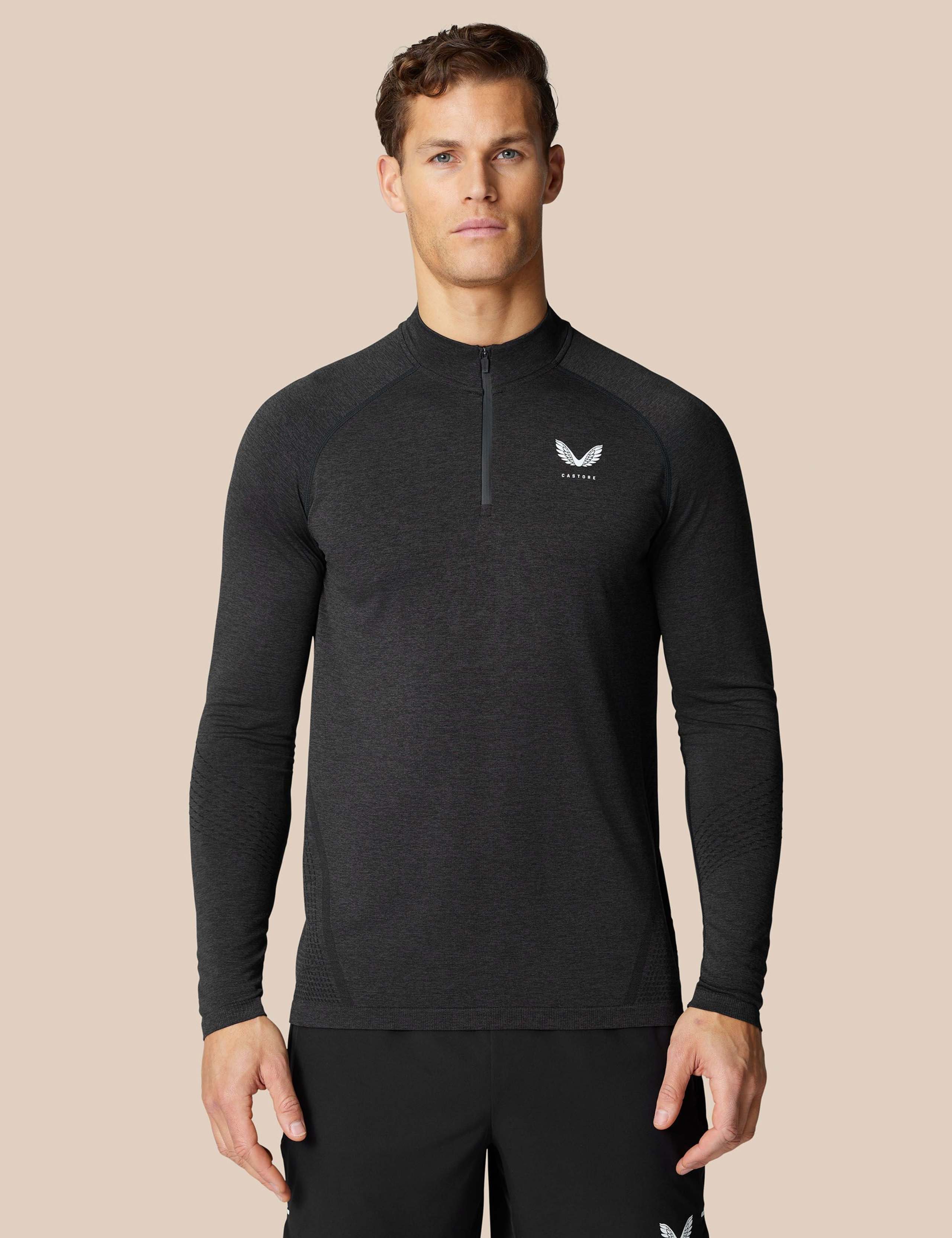 Seam Free Half Zip Funnel Neck Sweatshirt