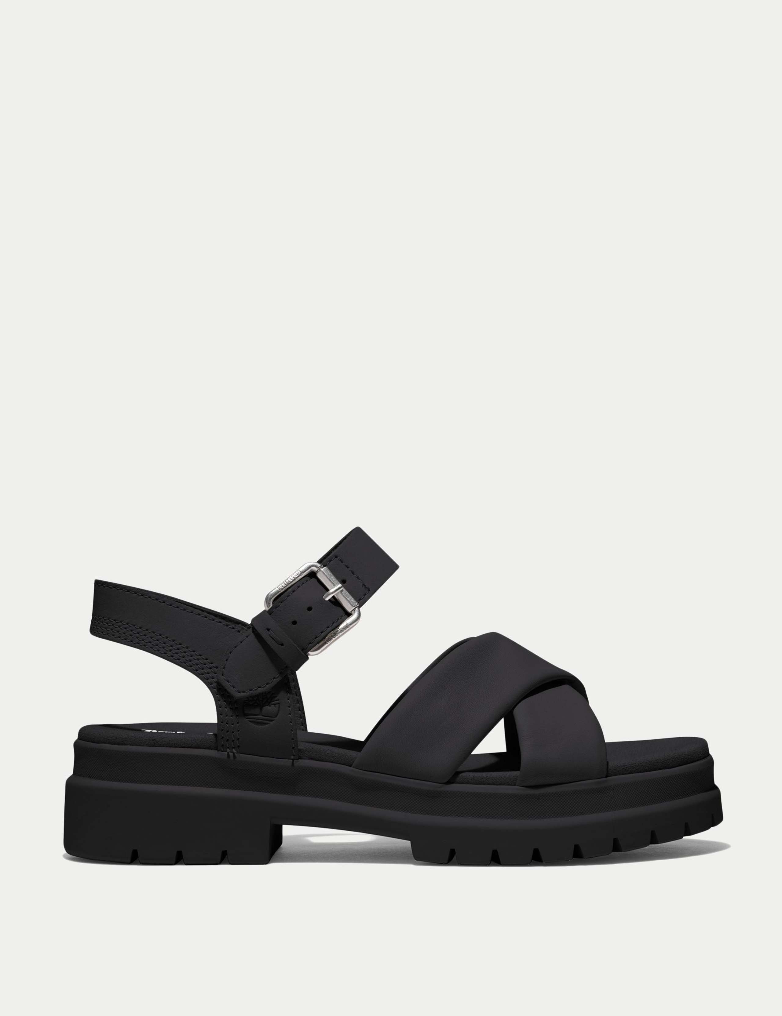 London Vibe Leather Strappy Flatform Sandals
