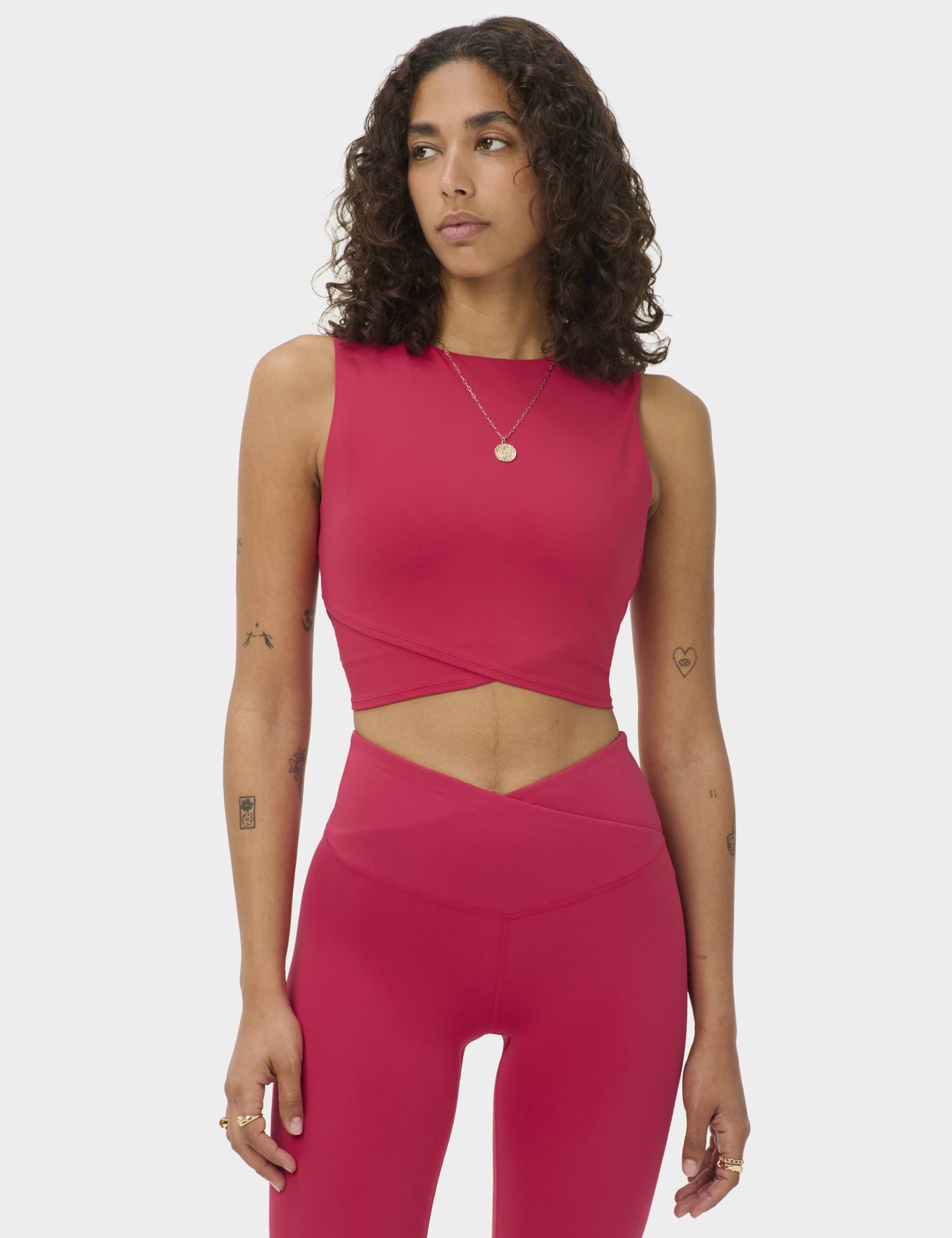 All Day Wrap Front Fitted Crop Top