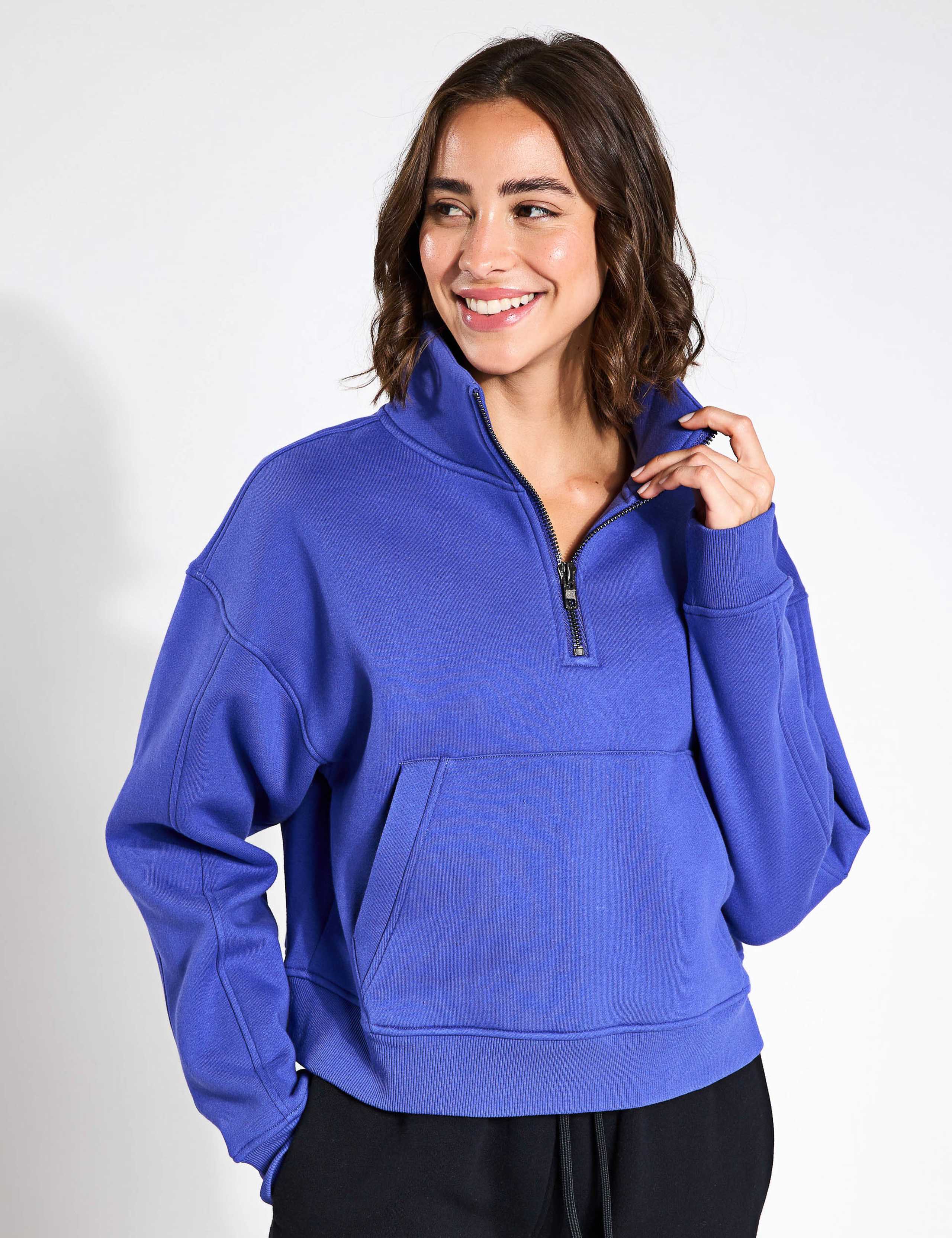 Rihanna Cotton Rich Half Zip Sweatshirt