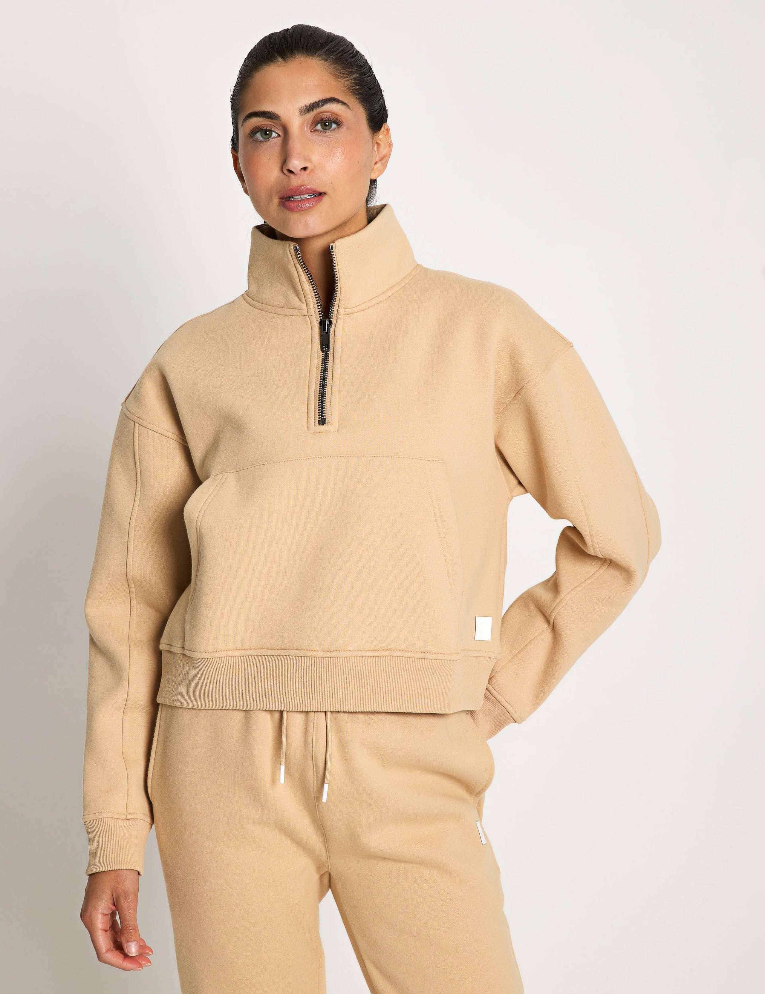 Rihanna Cotton Rich Half Zip Sweat-shirt