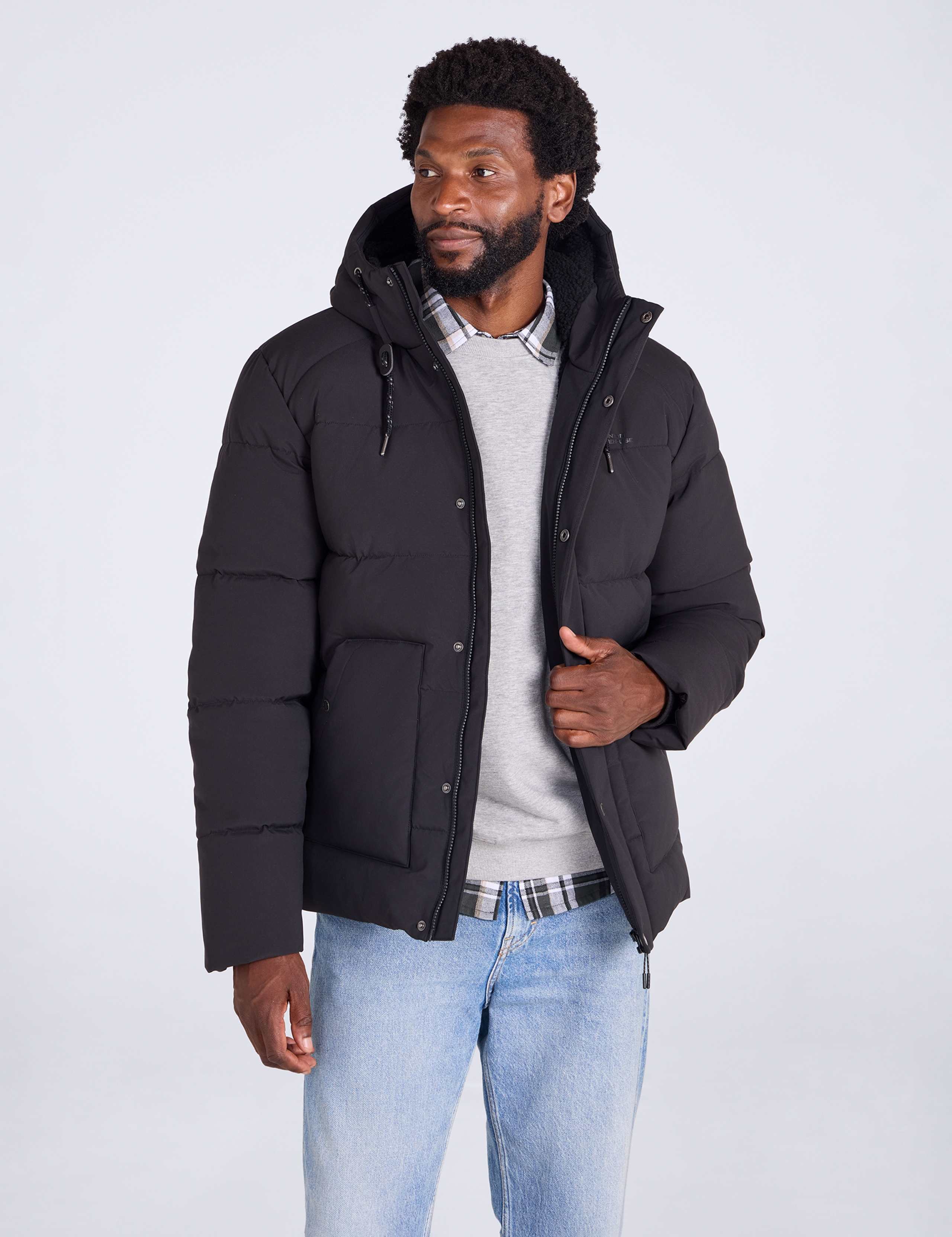 Borg Lined Padded Hooded Jacket