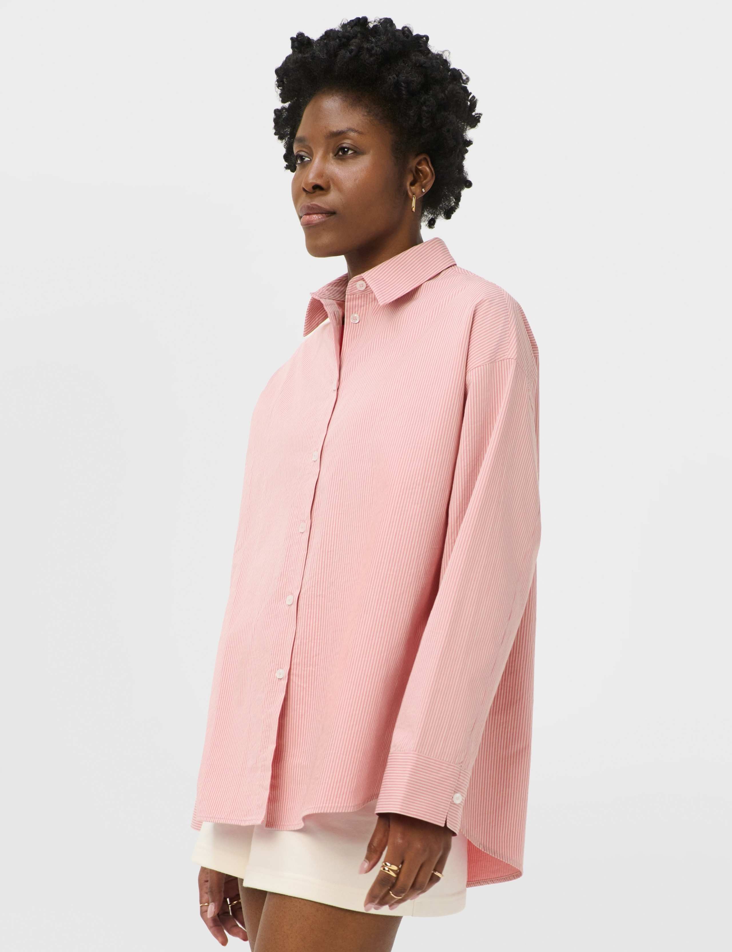 Pure Cotton Striped Oversized Shirt