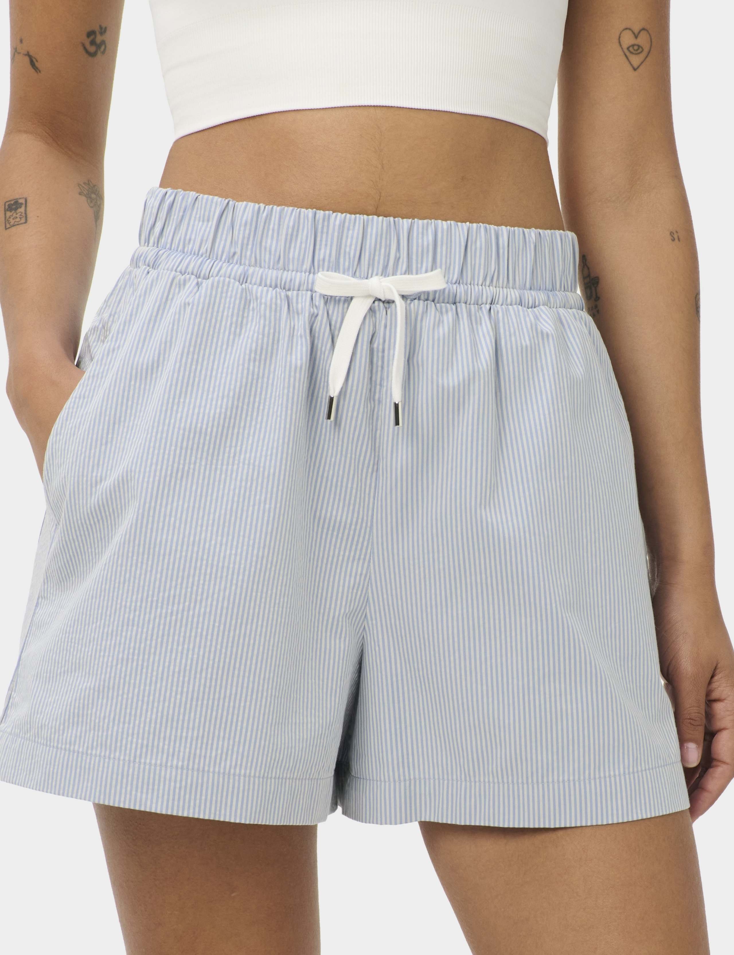 Pure Cotton Striped High Waisted Shorts