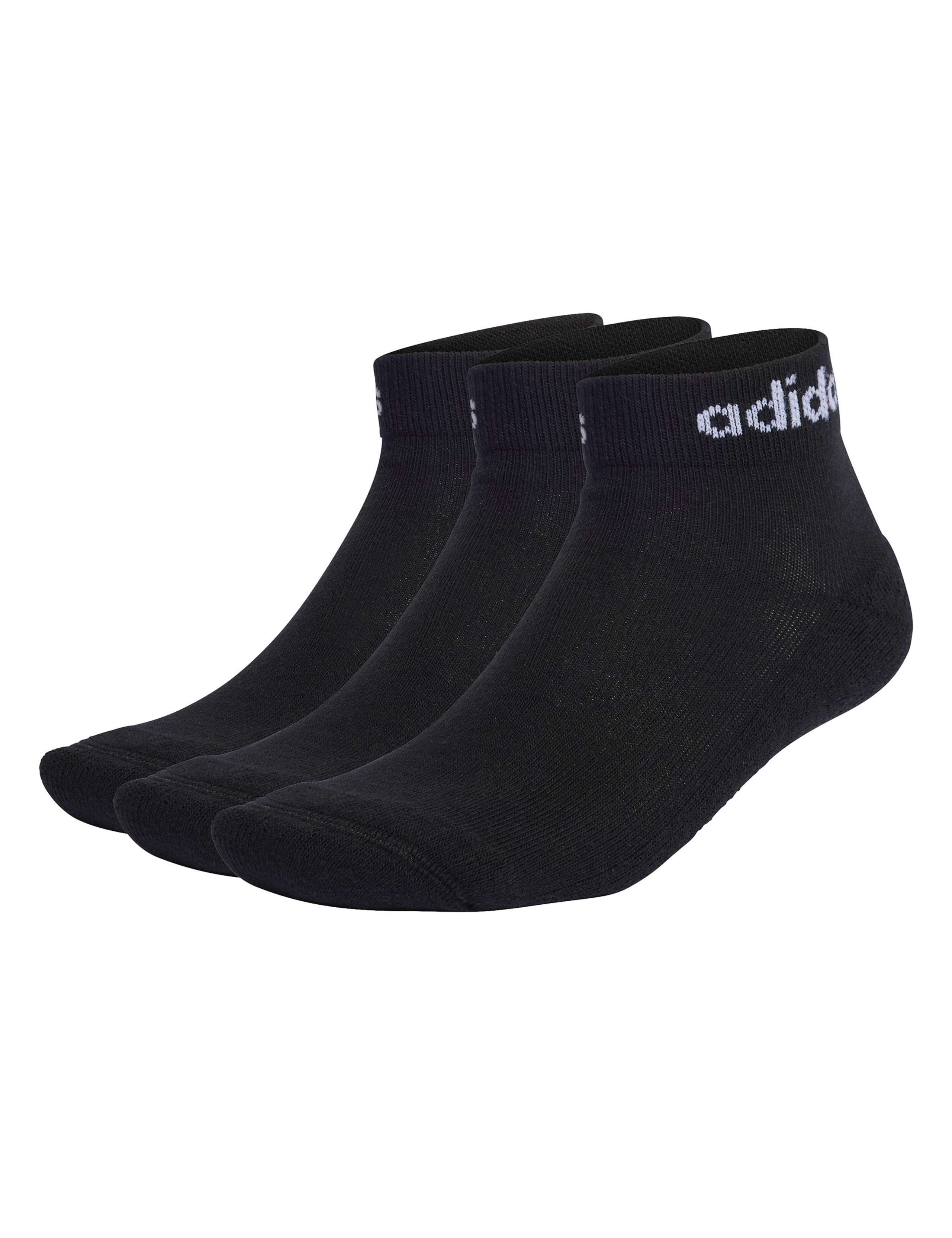 3pk Linear Cotton Rich Logo Ankle Socks
