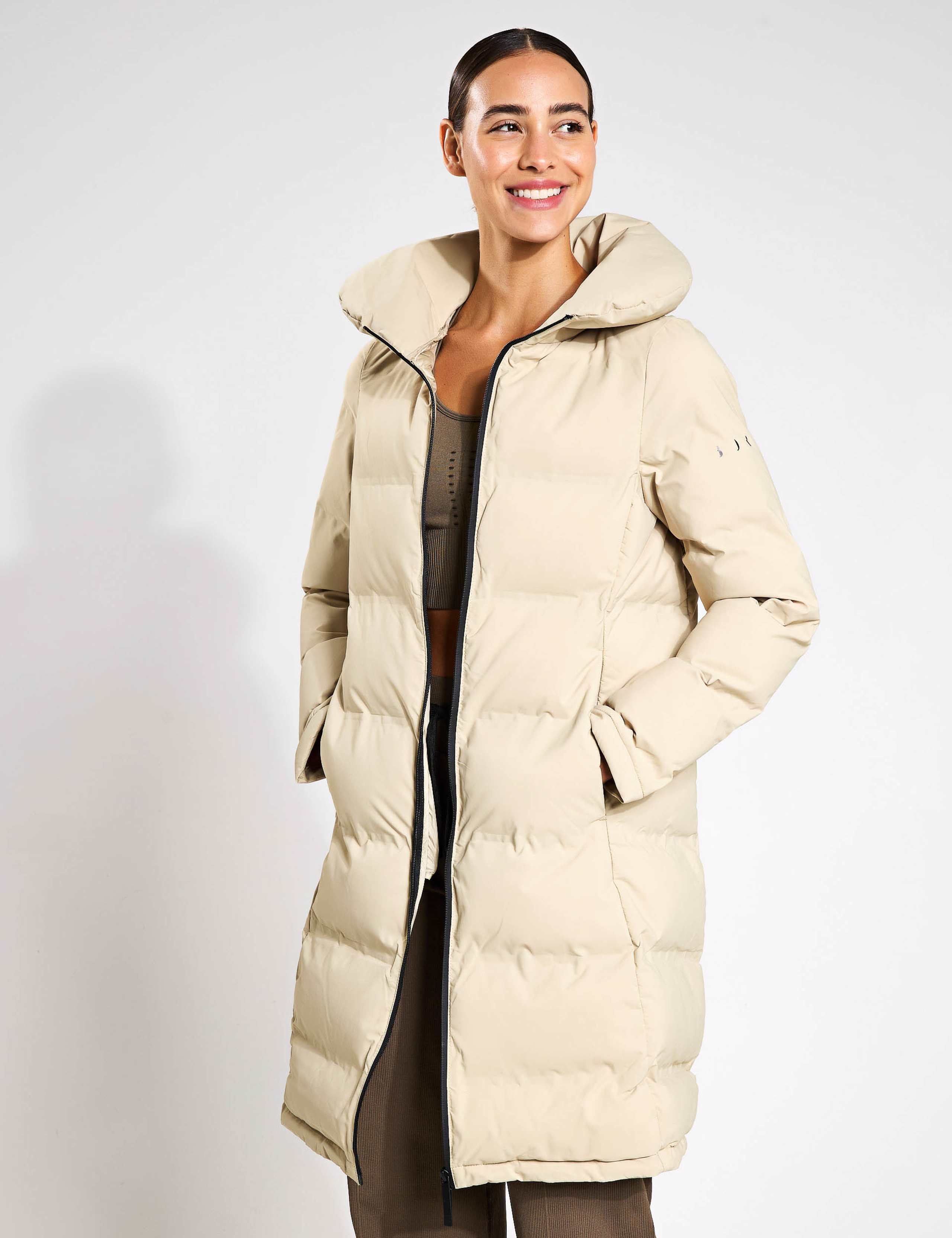Funnel Neck Longline Puffer Coat