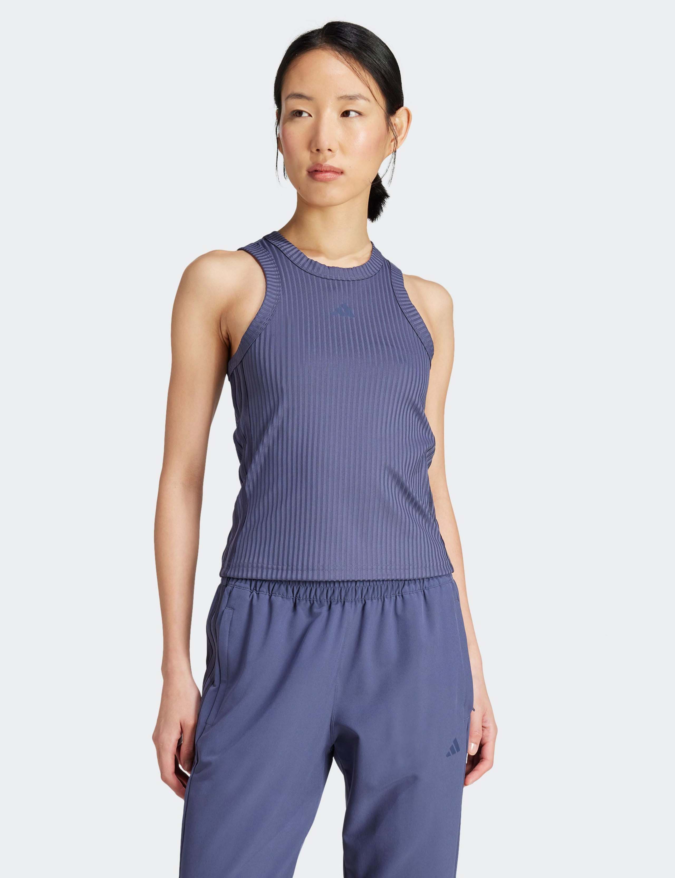 All Gym Seasonal Rib Tonal 3 Stripes Vest Top
