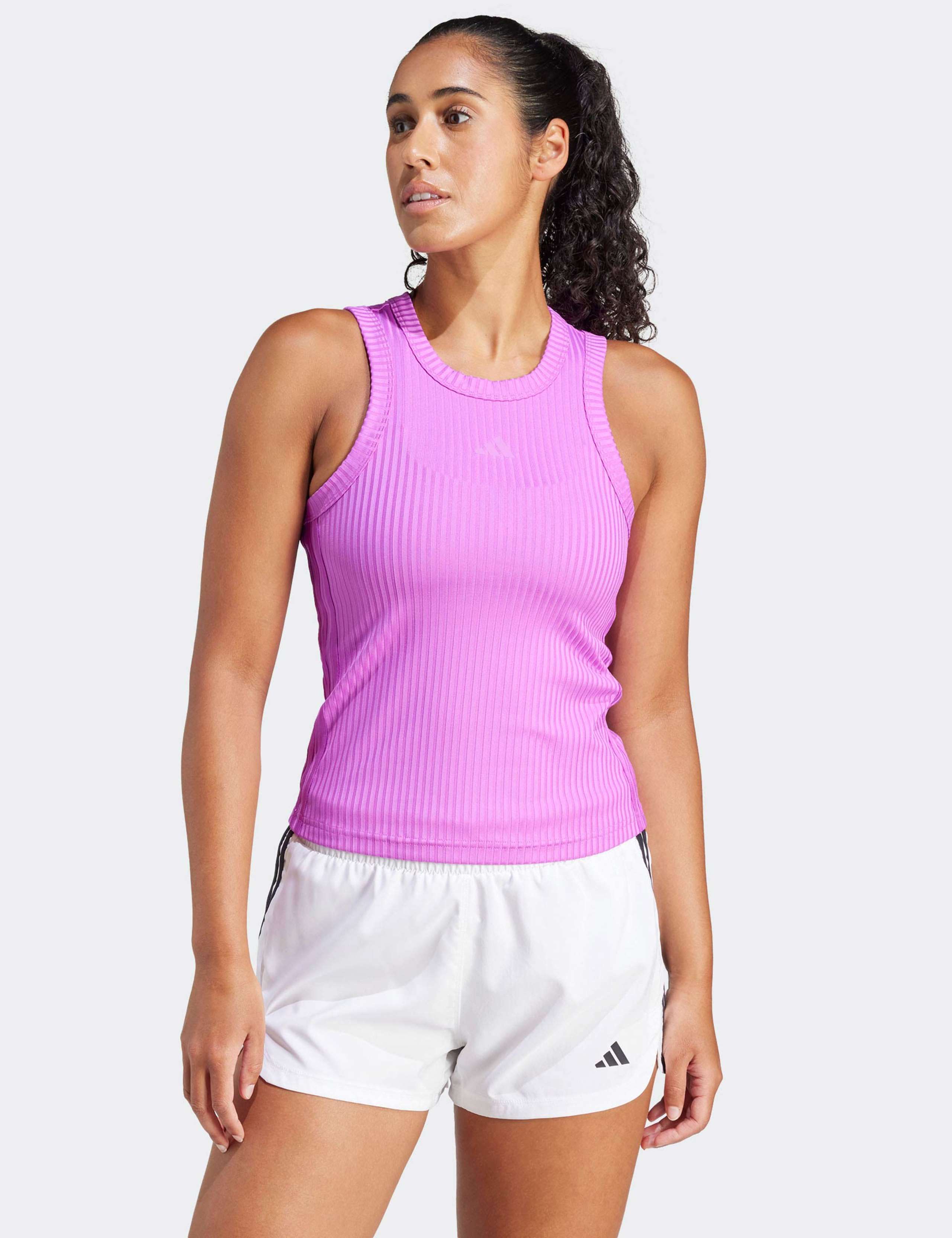 All Gym Seasonal Rib Tonal 3 Stripes Vest Top
