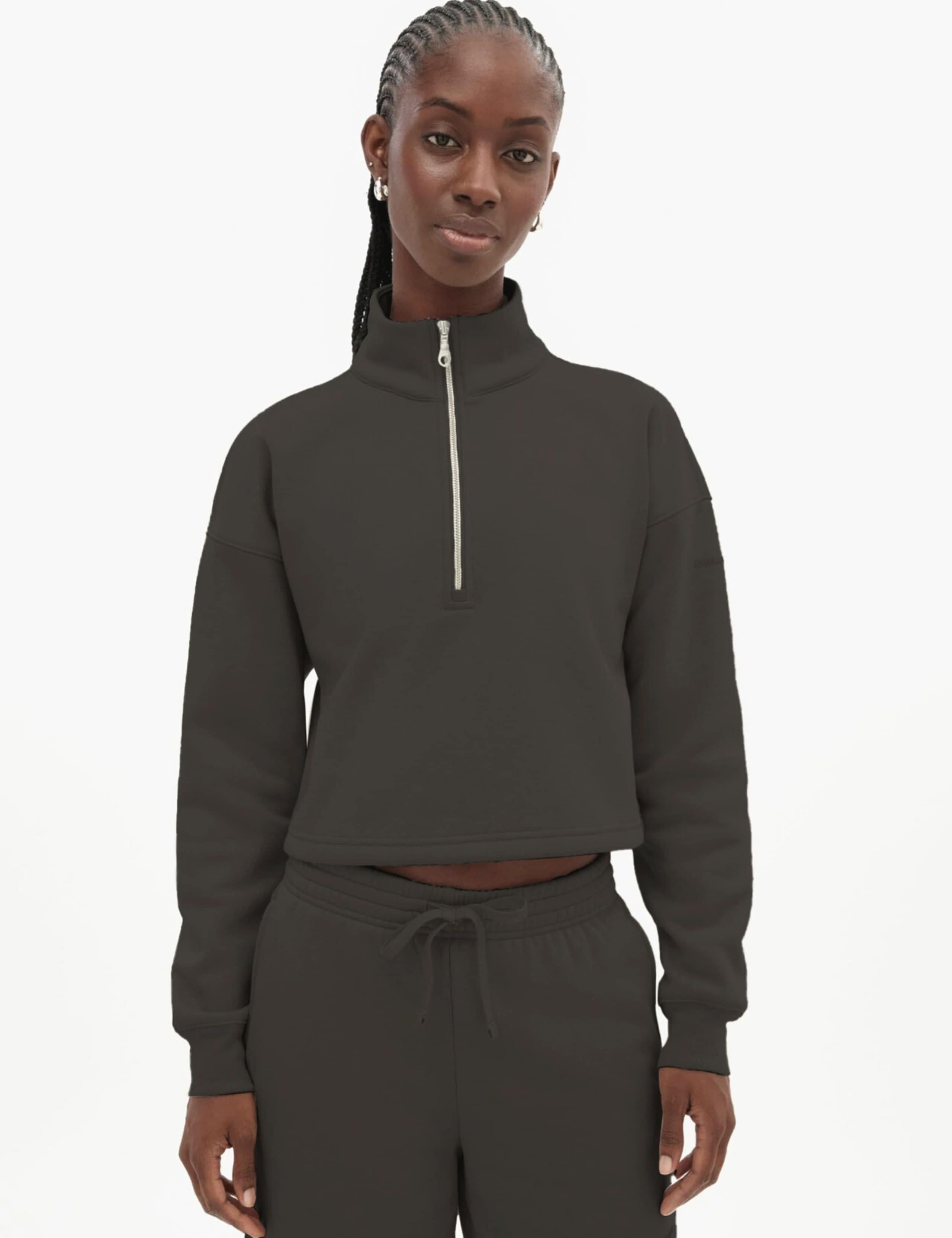 Vega Funnel Neck Half Zip Crop Sweatshirt