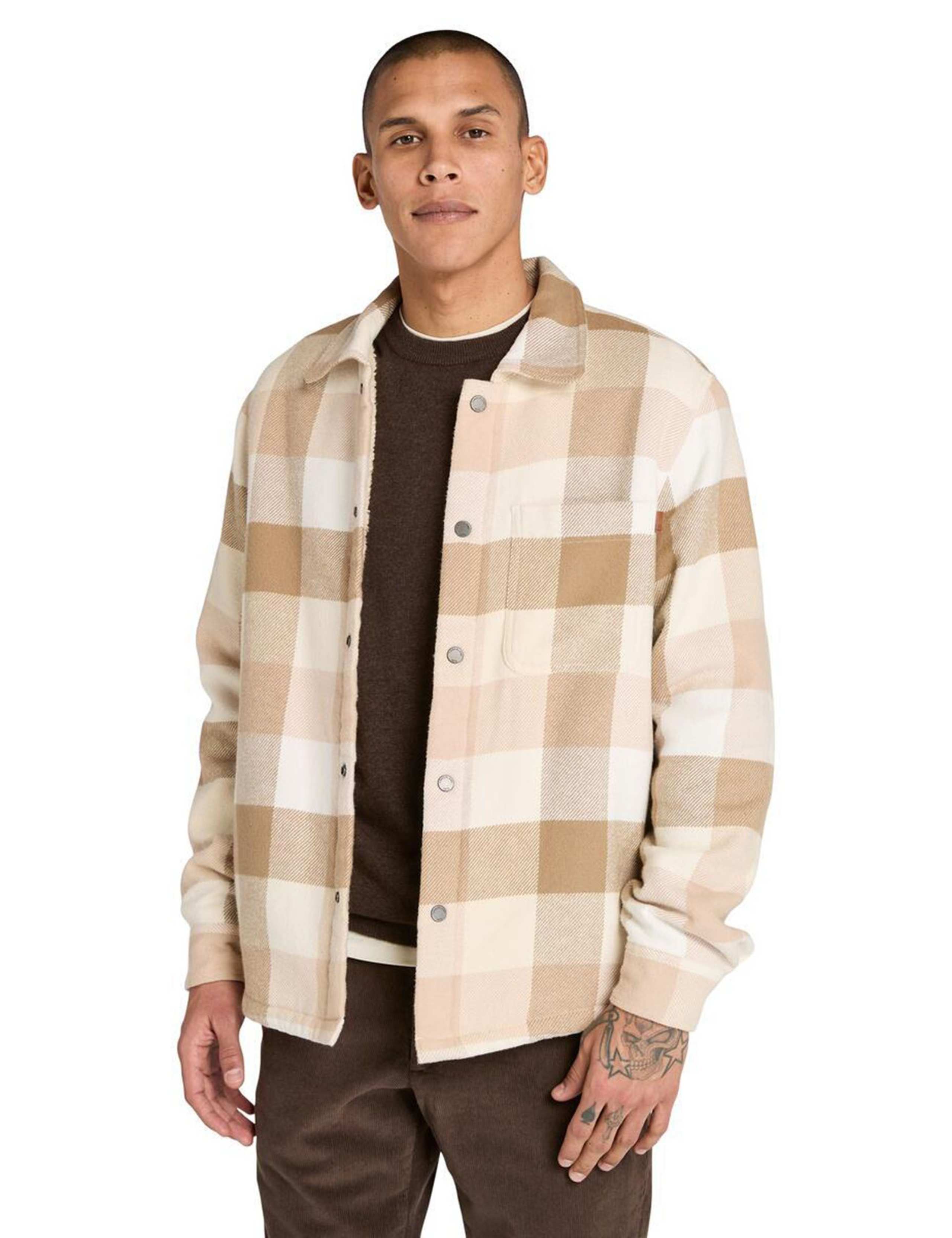 Pure Cotton Checked Fleece Lined Overshirt