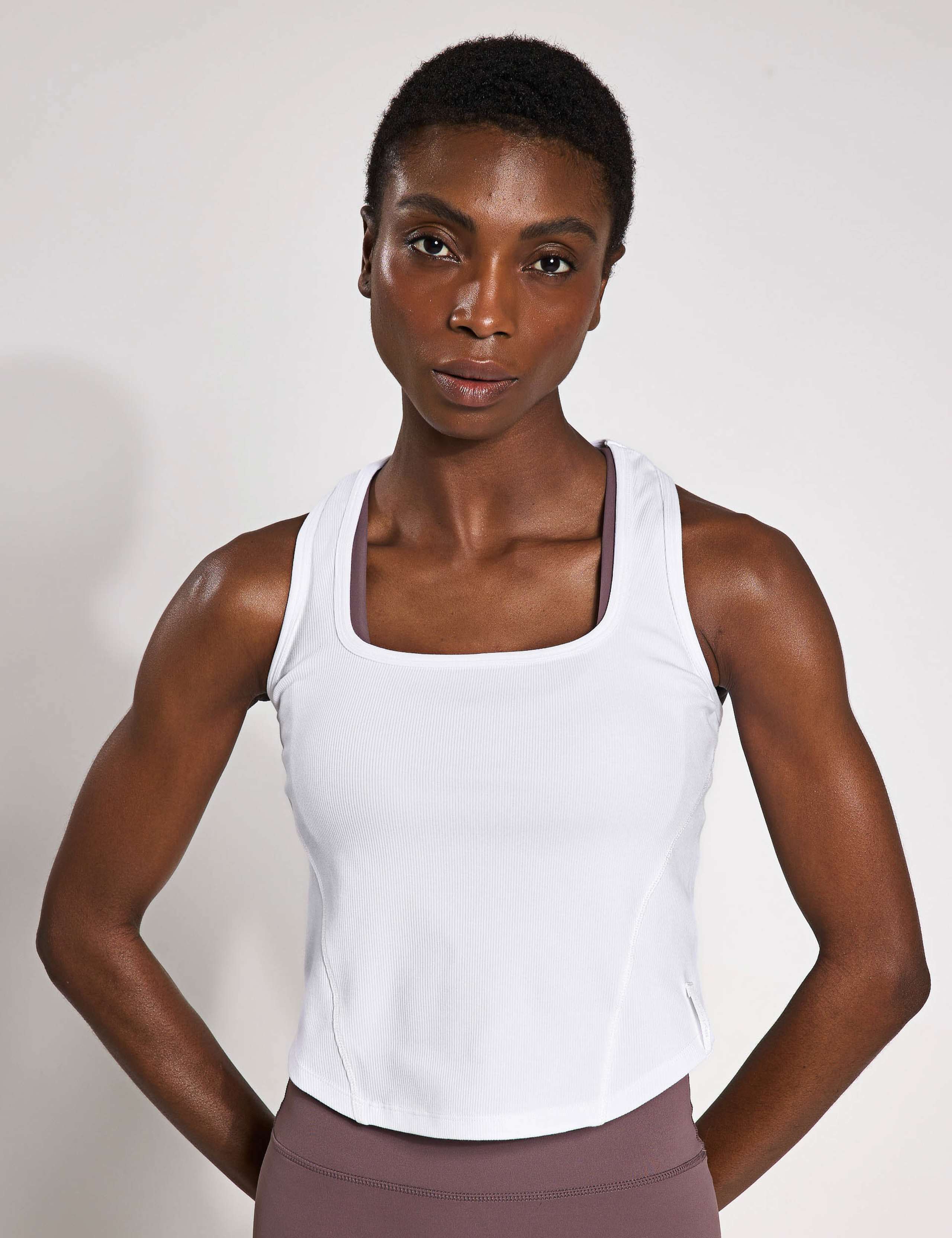 Jodie Rib Scoop Neck Racer Back Vest Top