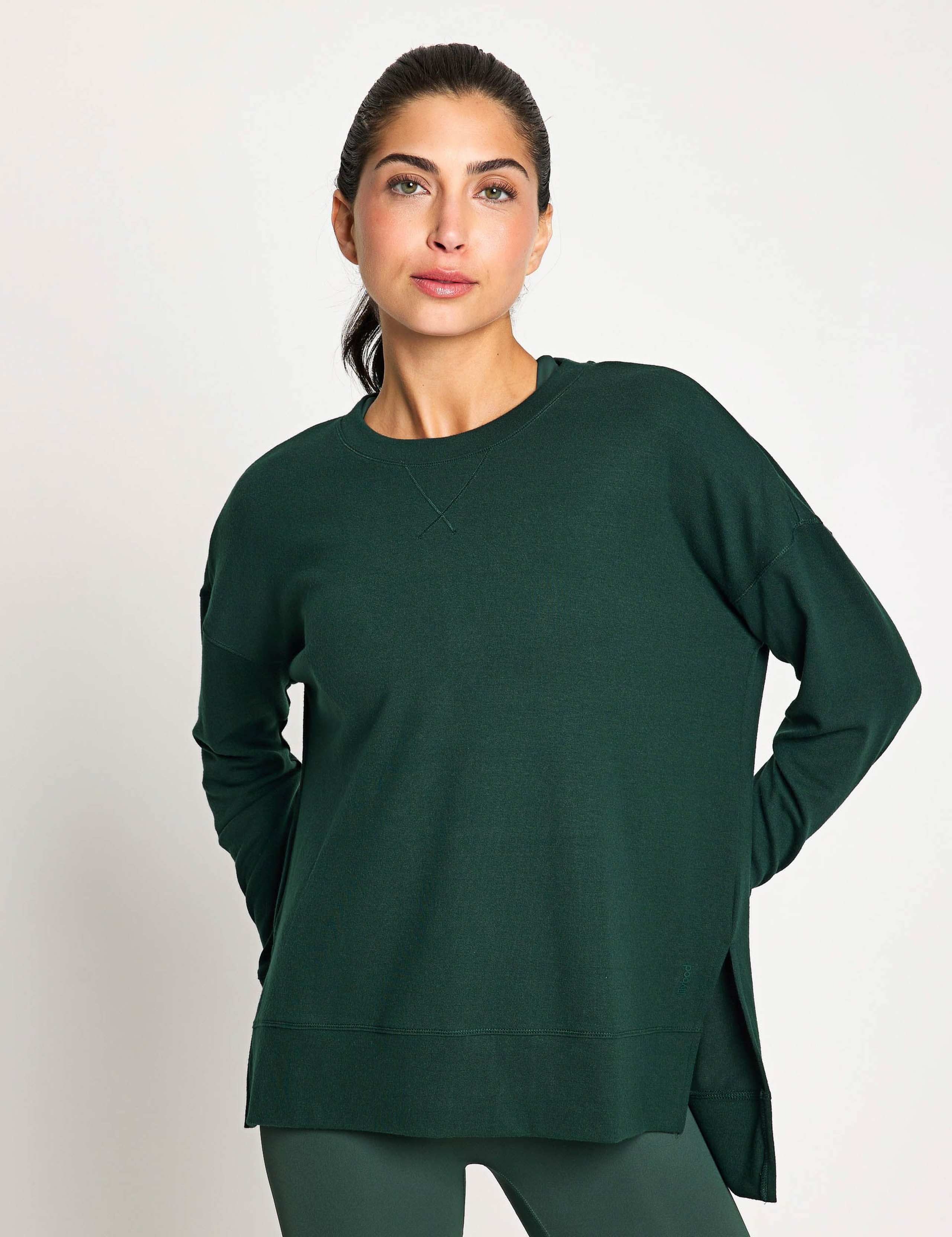 Shelby Crew Neck Step Hem Relaxed Sweatshirt