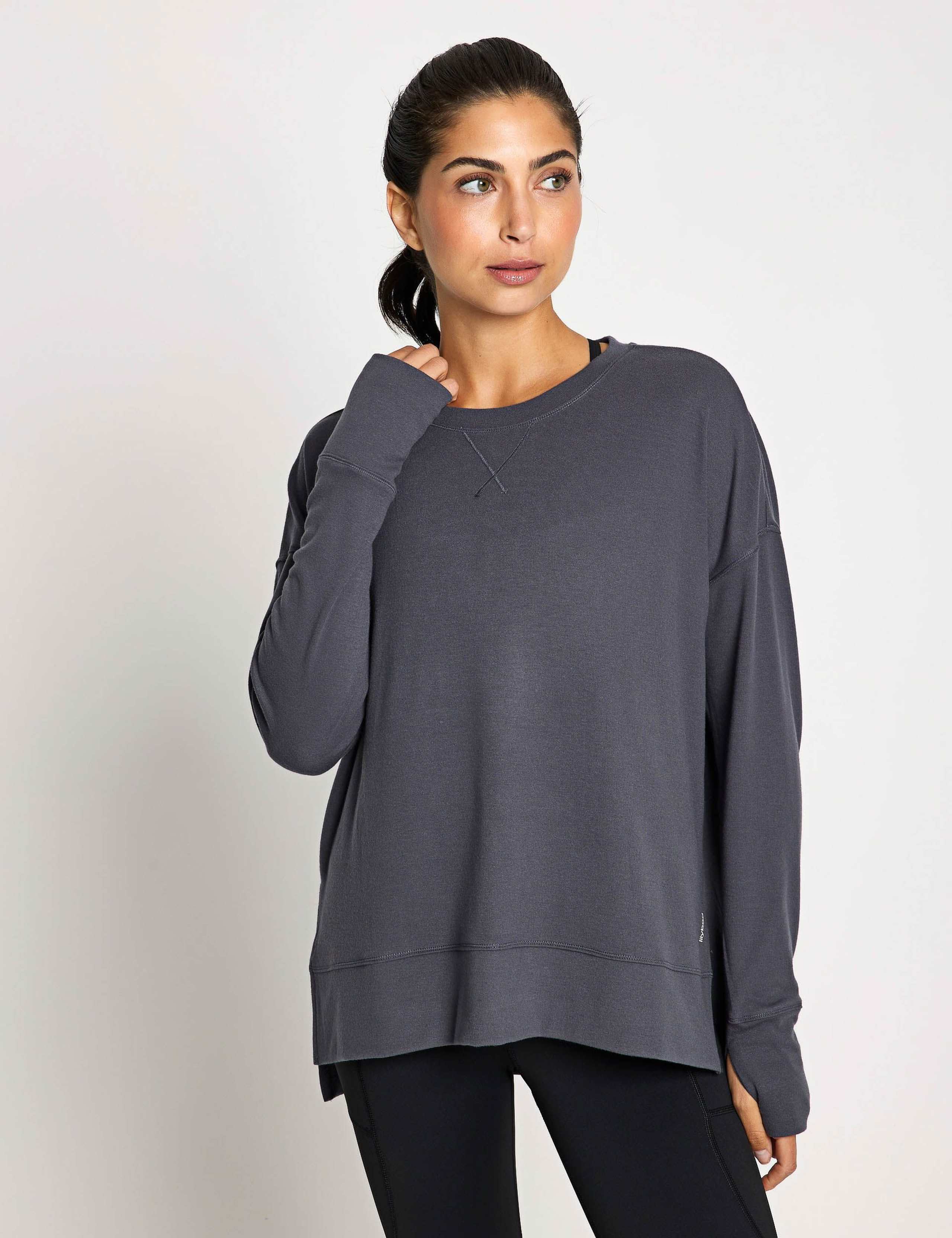 Shelby Crew Neck Step Hem Relaxed Sweatshirt