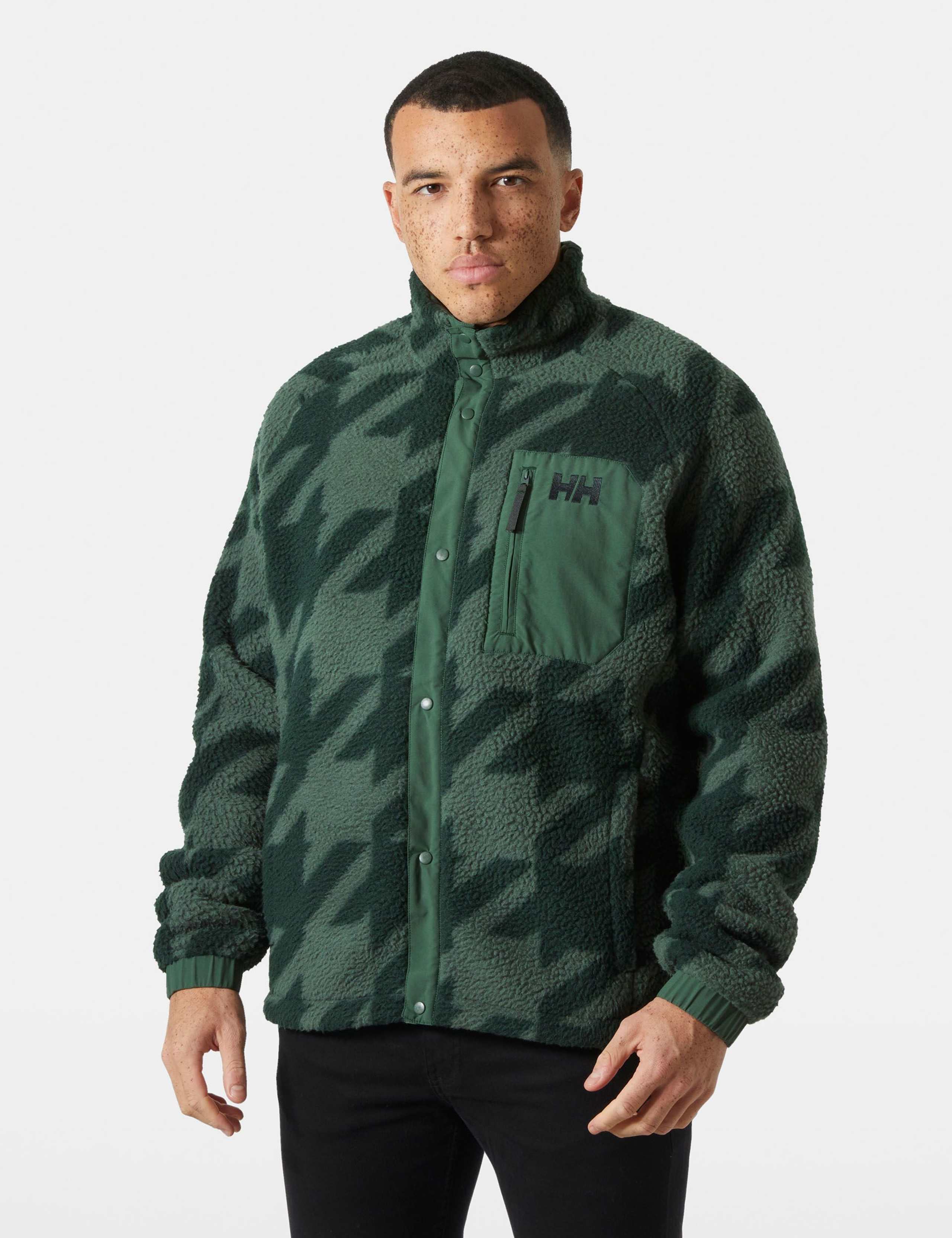 Panorama Printed Fleece Popper Front Jacket