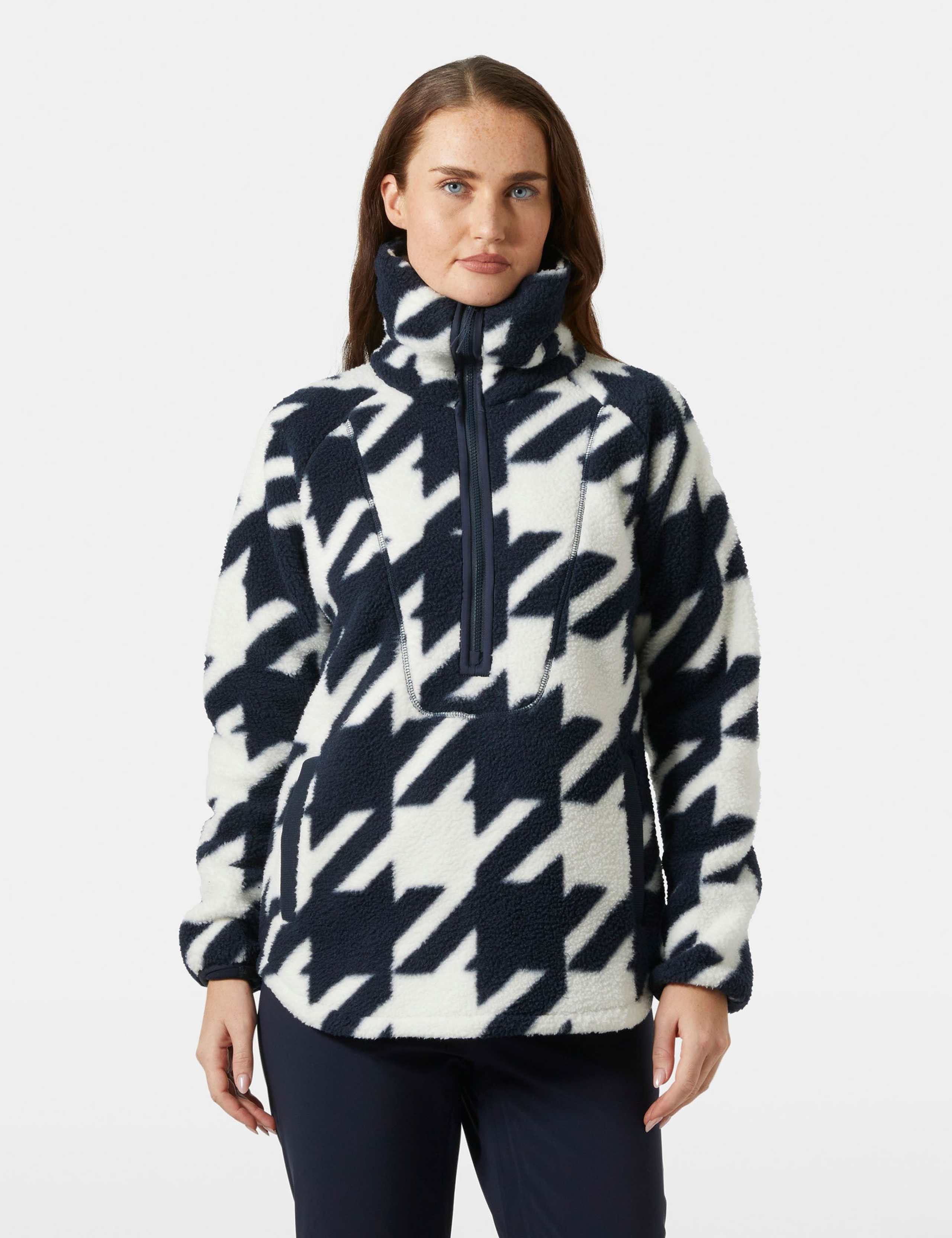 Bliss Houndstooth Half Zip Fleece Sweatshirt