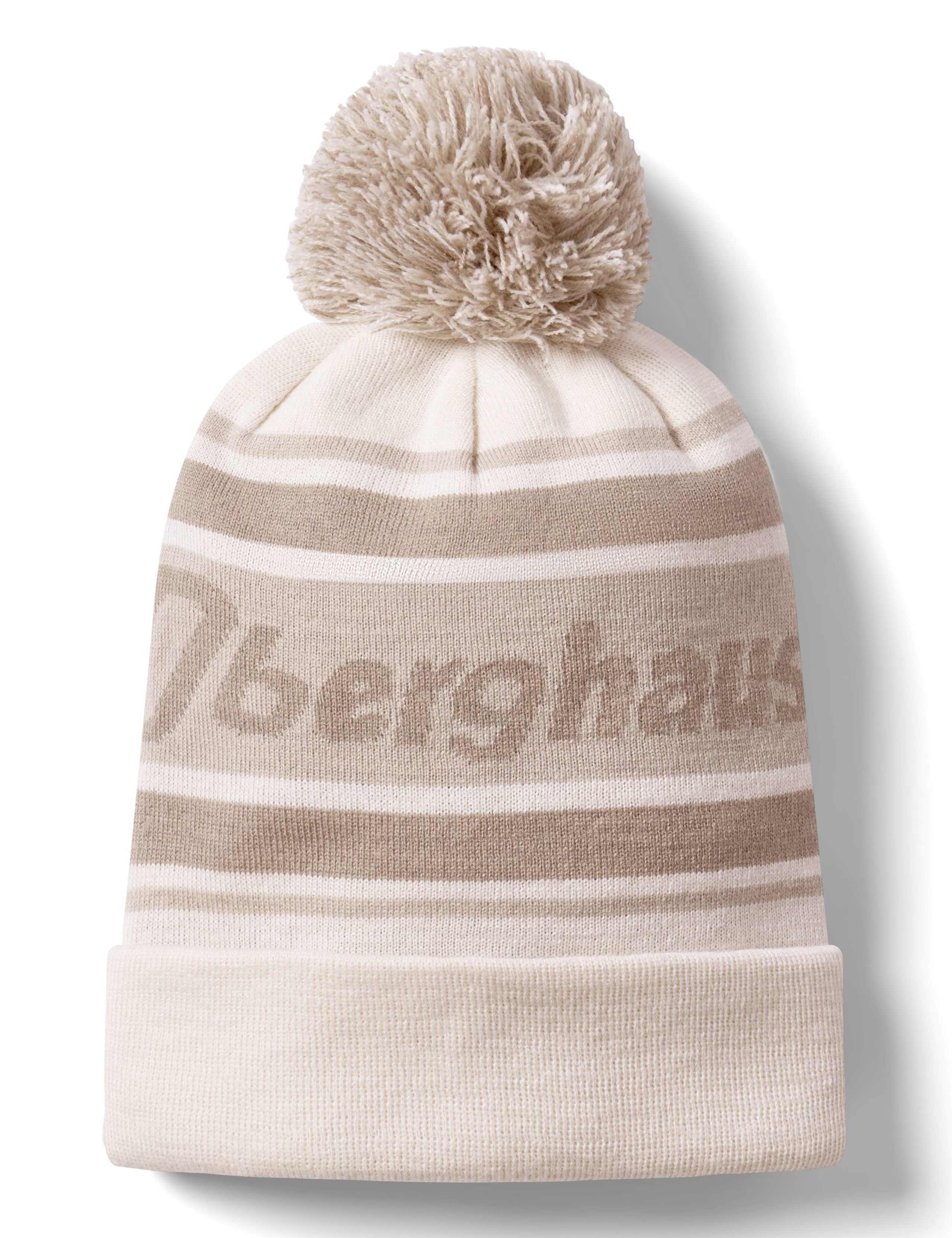 Knitted Striped Pom Beanie Hat