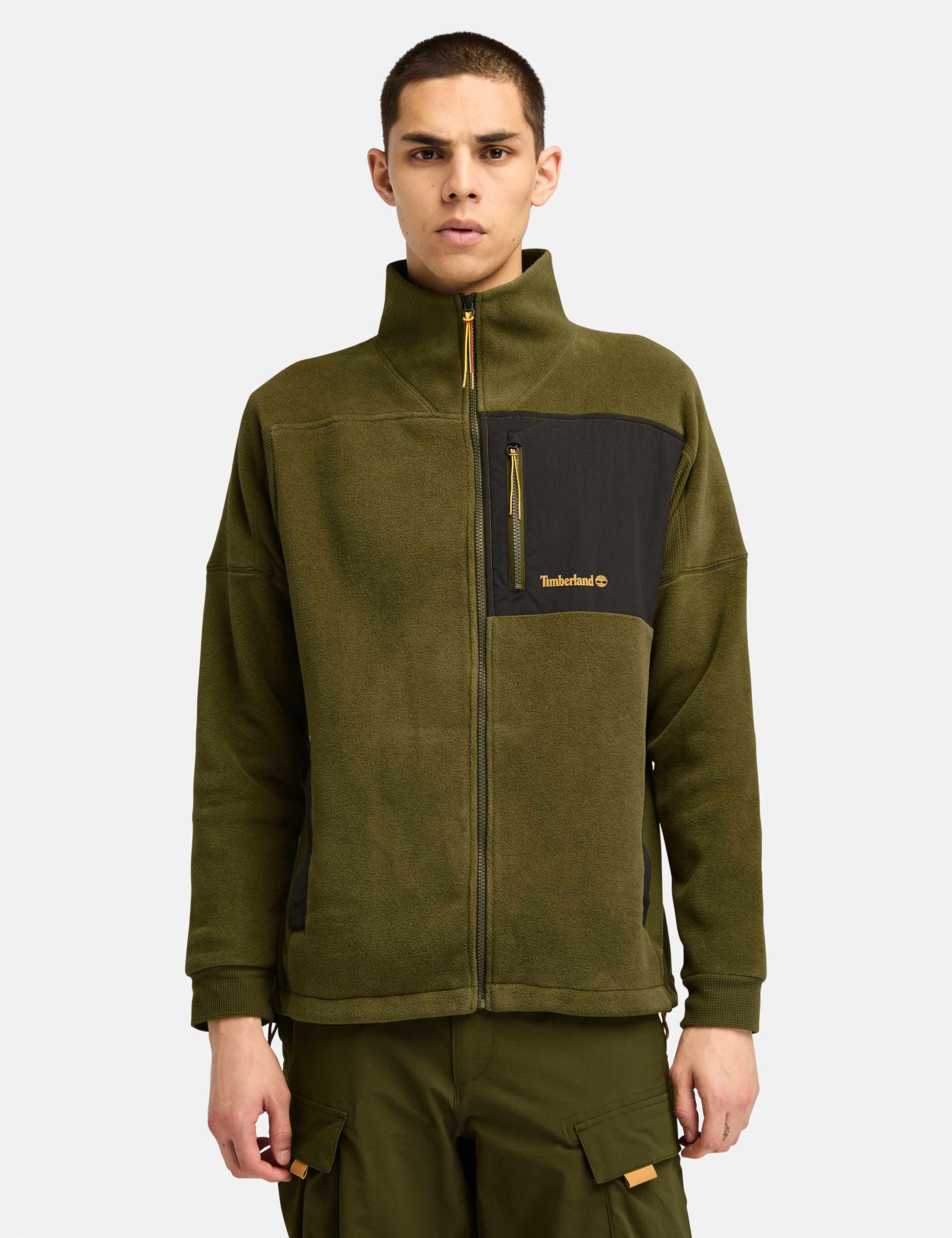 Mix Media Polartec Fleece Zip Up Jacket