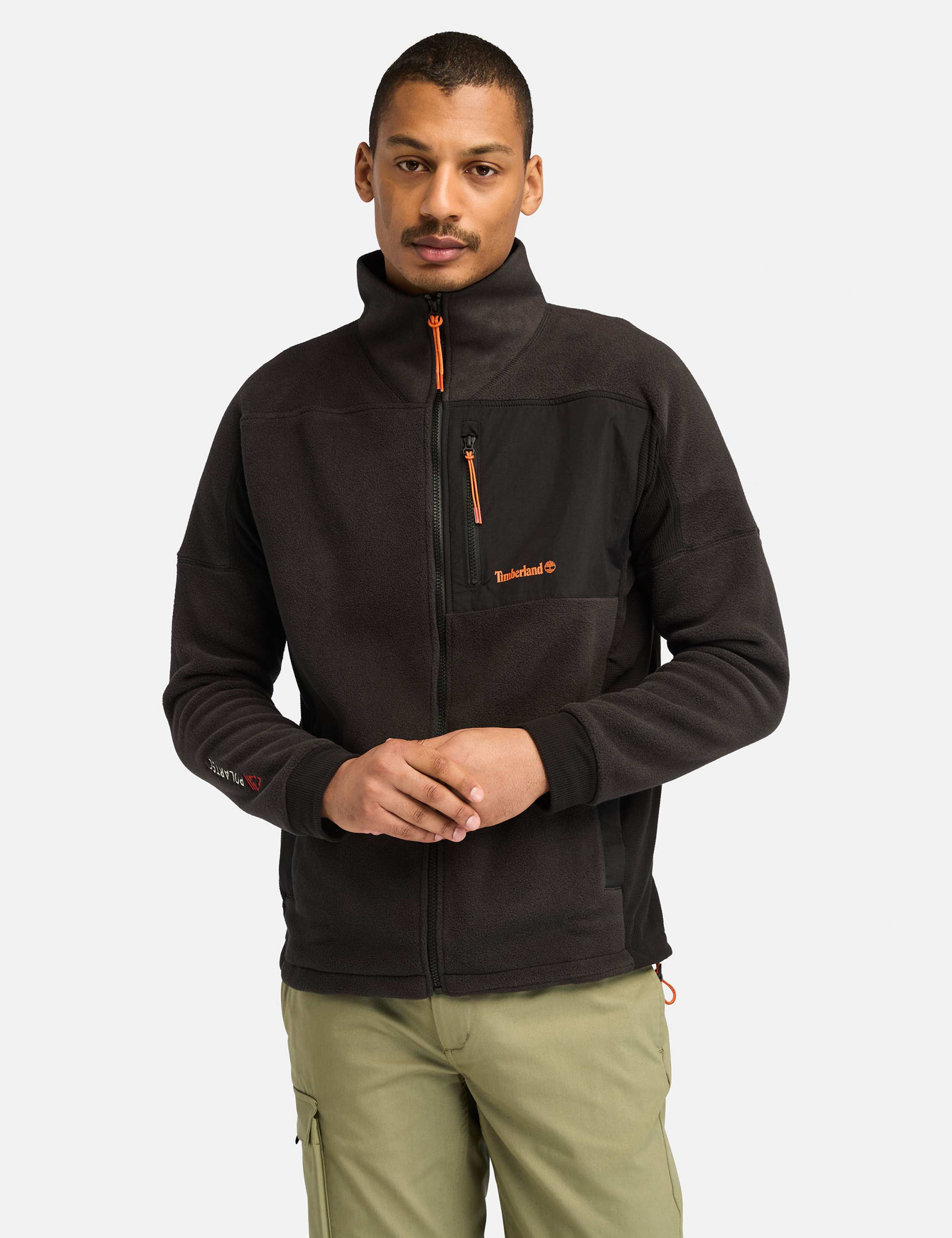 Mix Media Polartec Fleece Zip Up Jacket