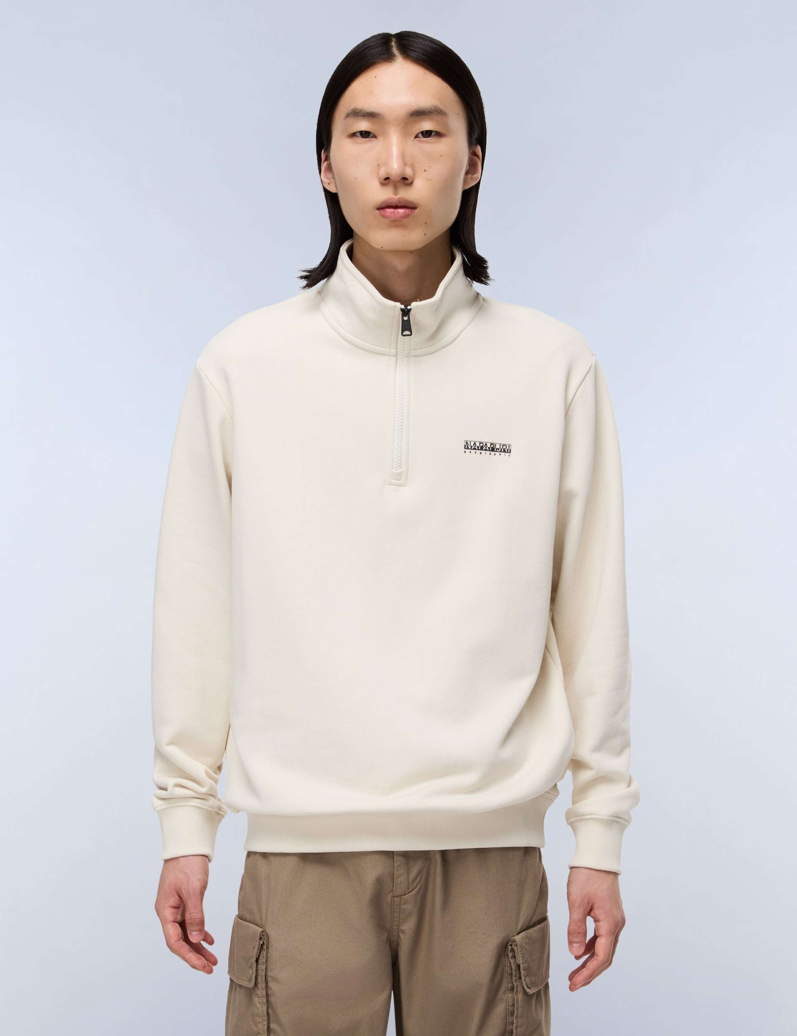 Small Box Pure Cotton Half Zip Sweatshirt