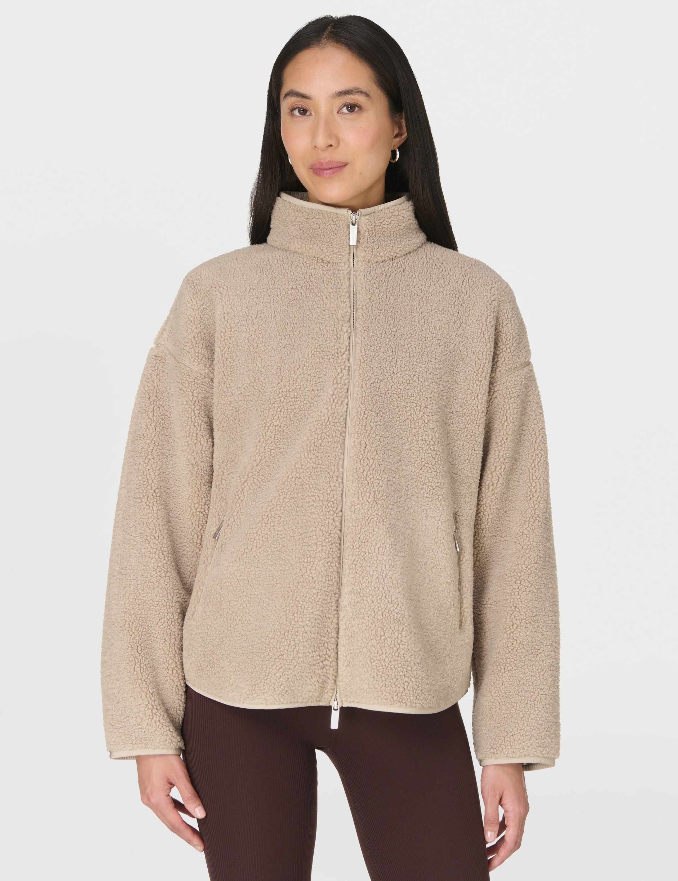 Plush Textured Zip Up Fleece Jacket