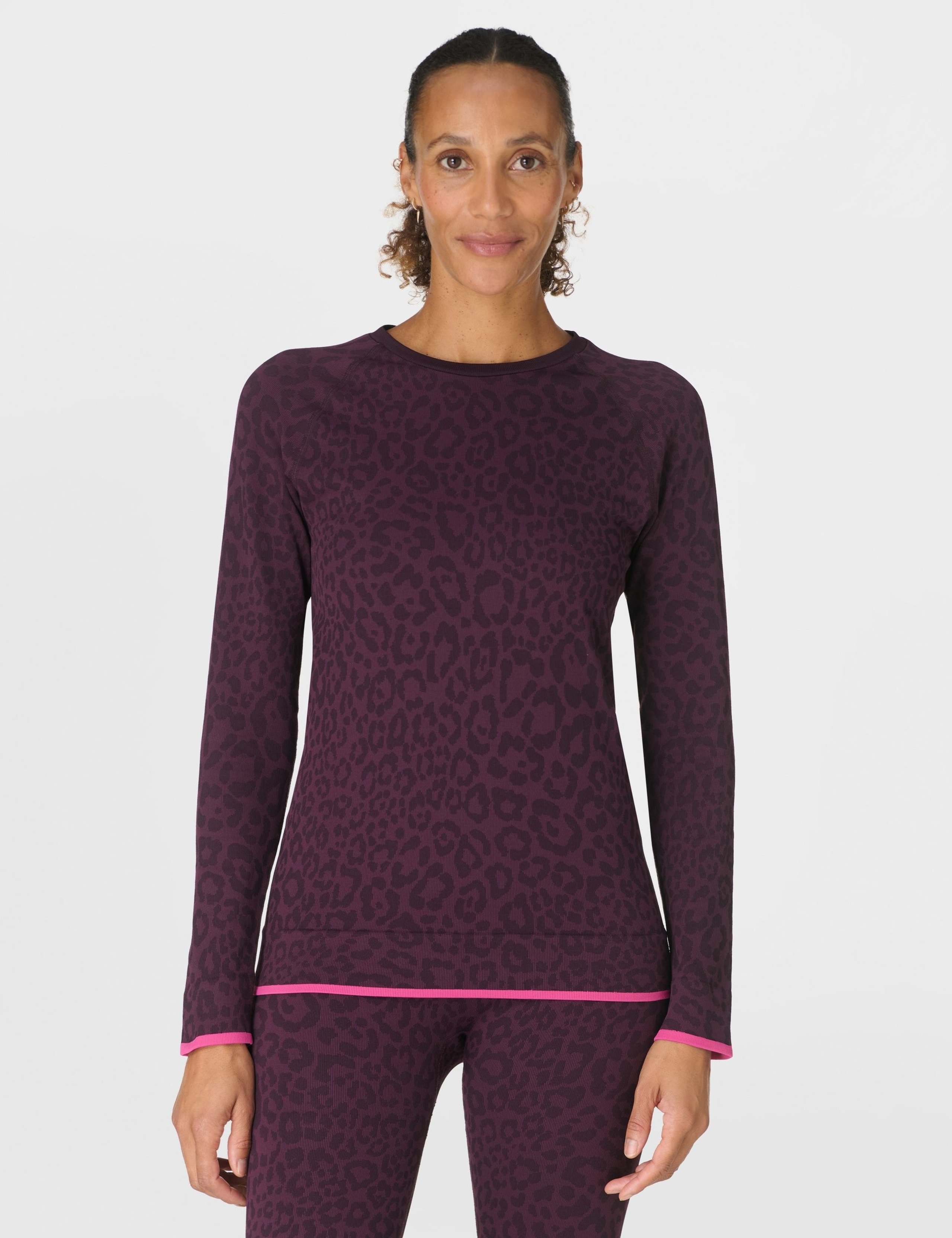 Animal Print Crew Neck Base Layer Top