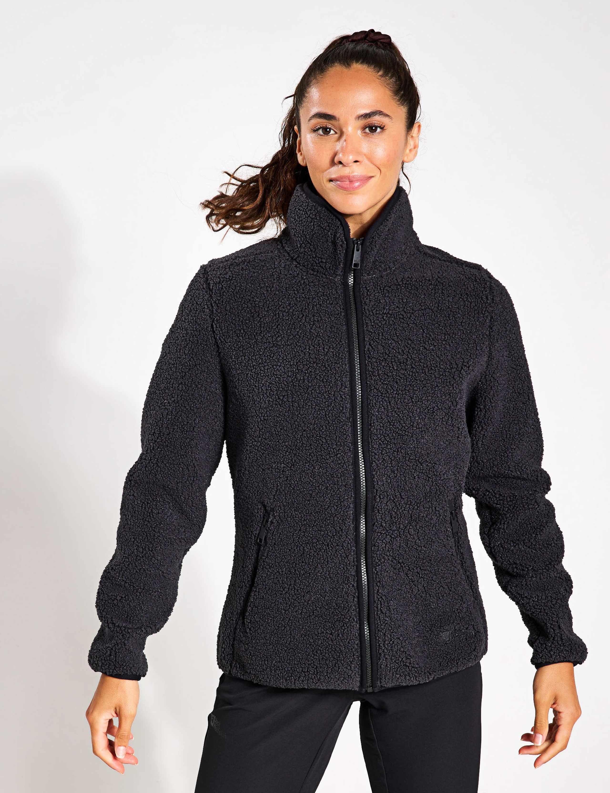 High Curl Zip Up Funnel Neck Fleece Jacket