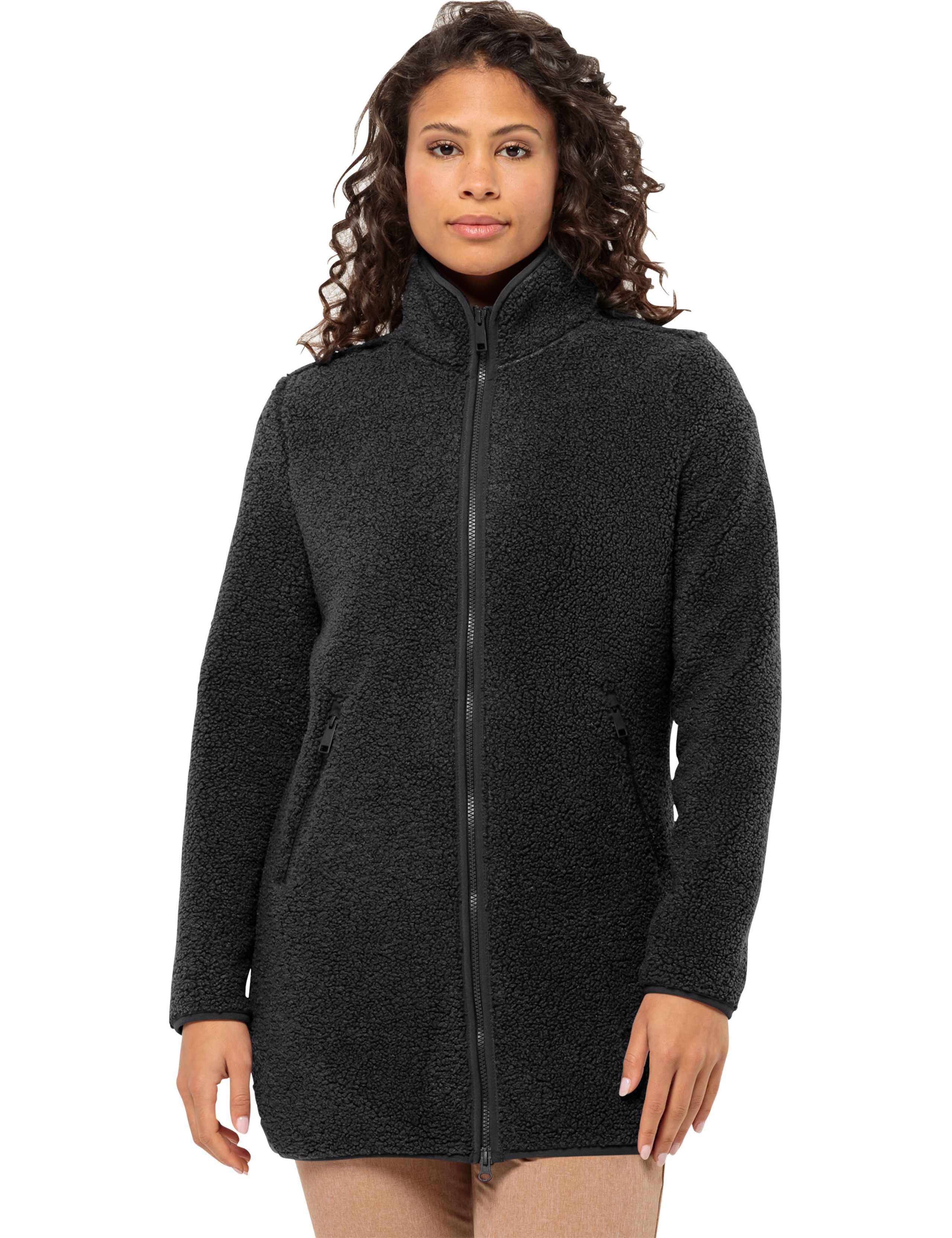High Curl High Neck Longline Fleece Jacket