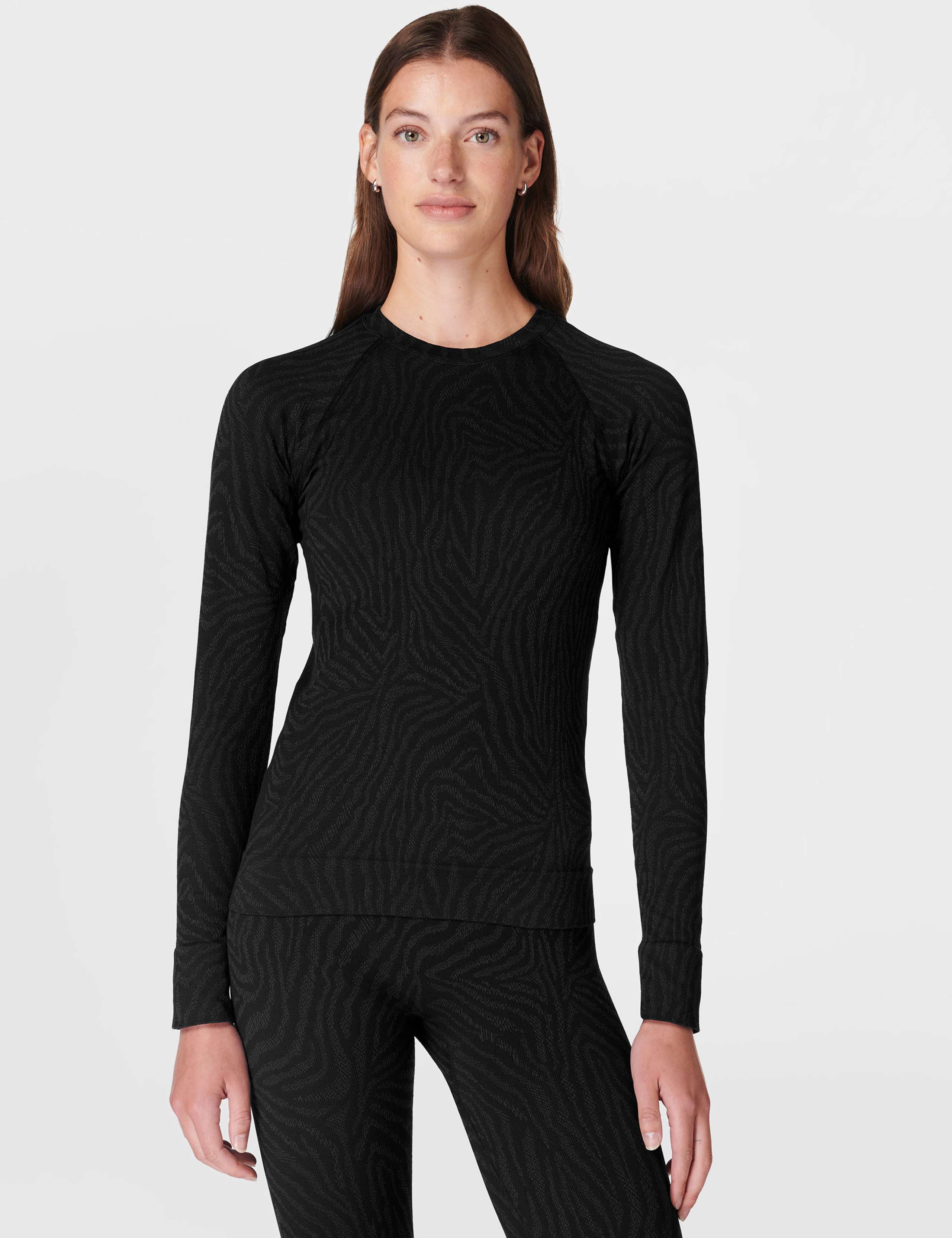 Animal Print Crew Neck Base Layer Top