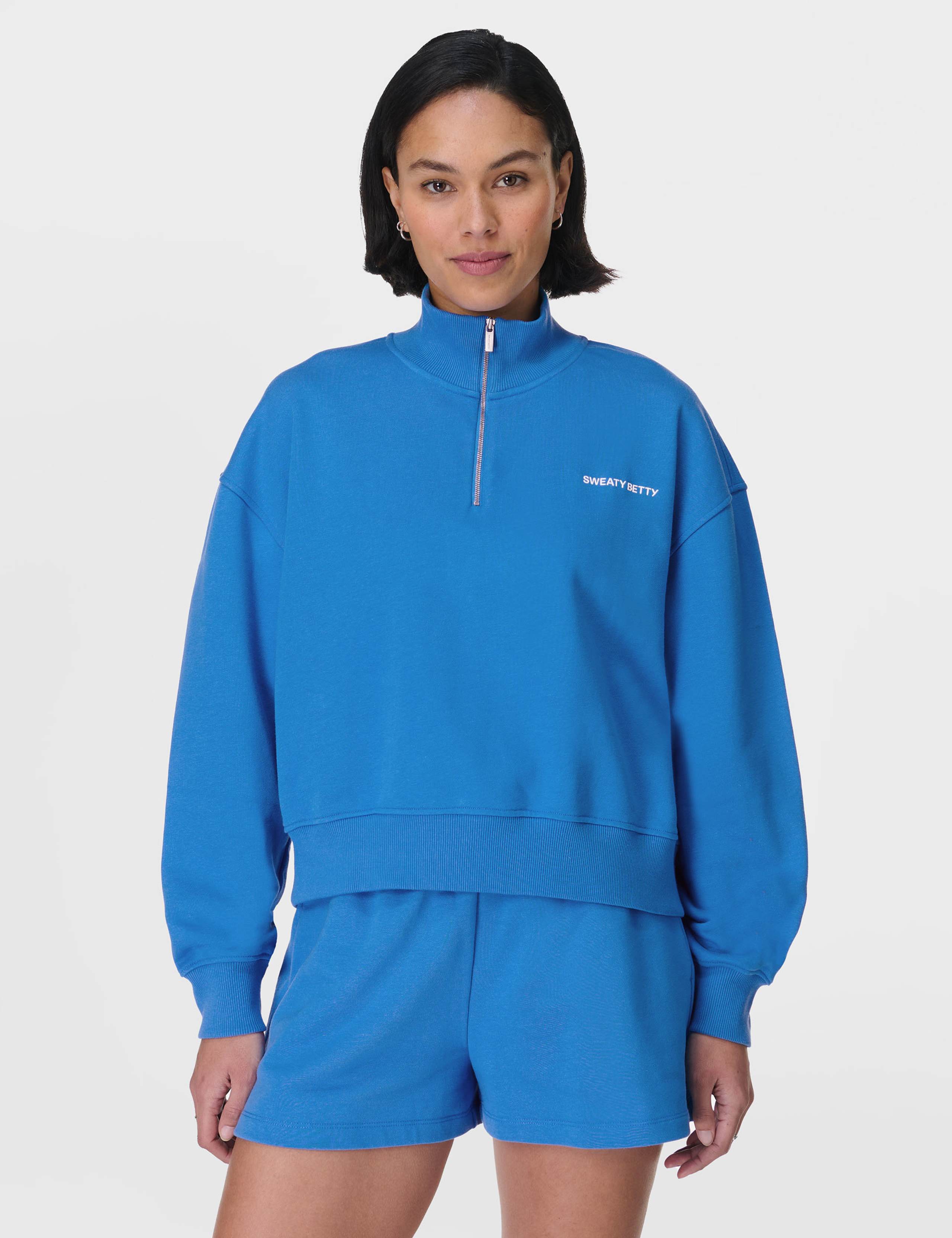 Revive Cotton Rich Half Zip Crop Sweatshirt