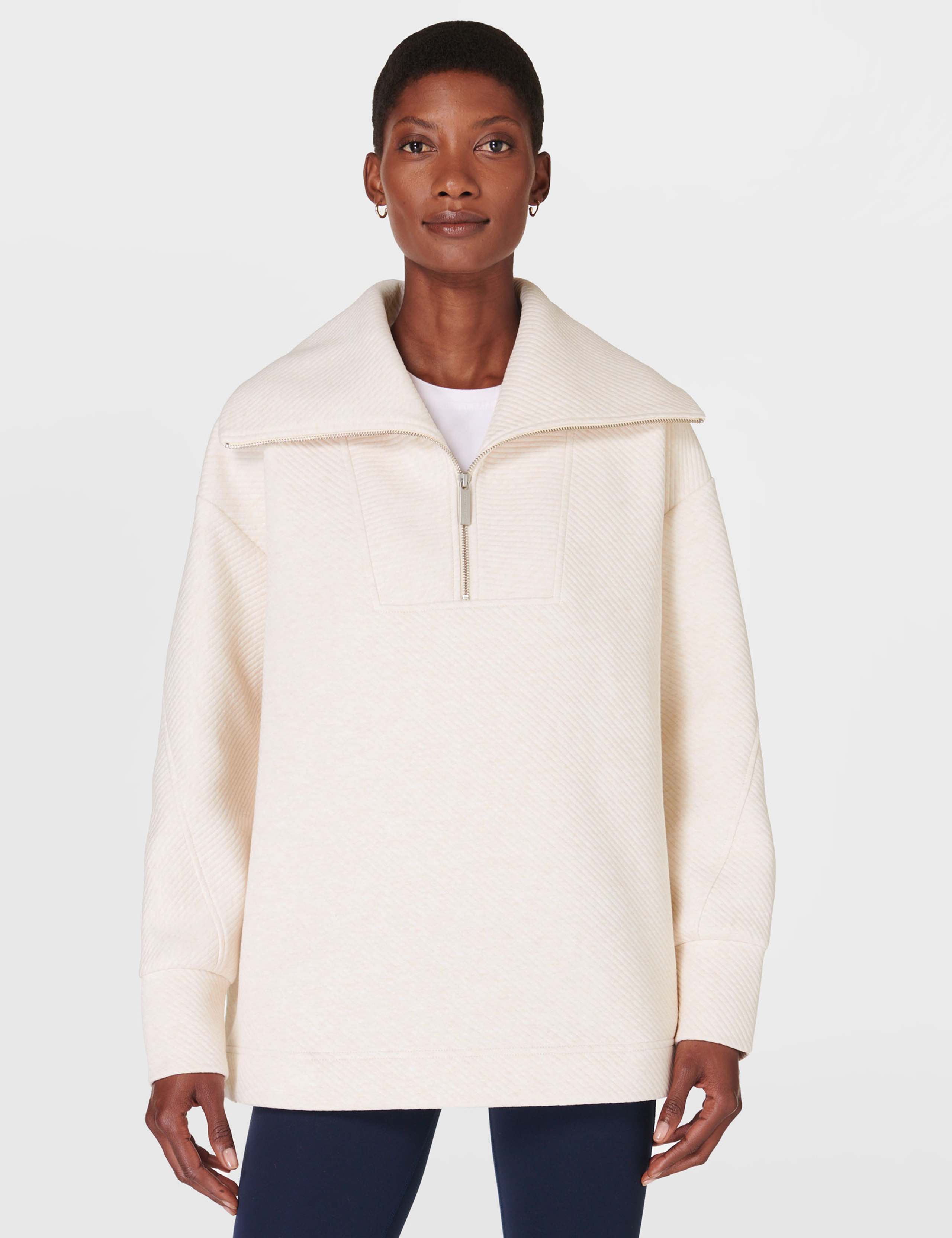 Radiant Ribbed Collared Half Zip Sweatshirt