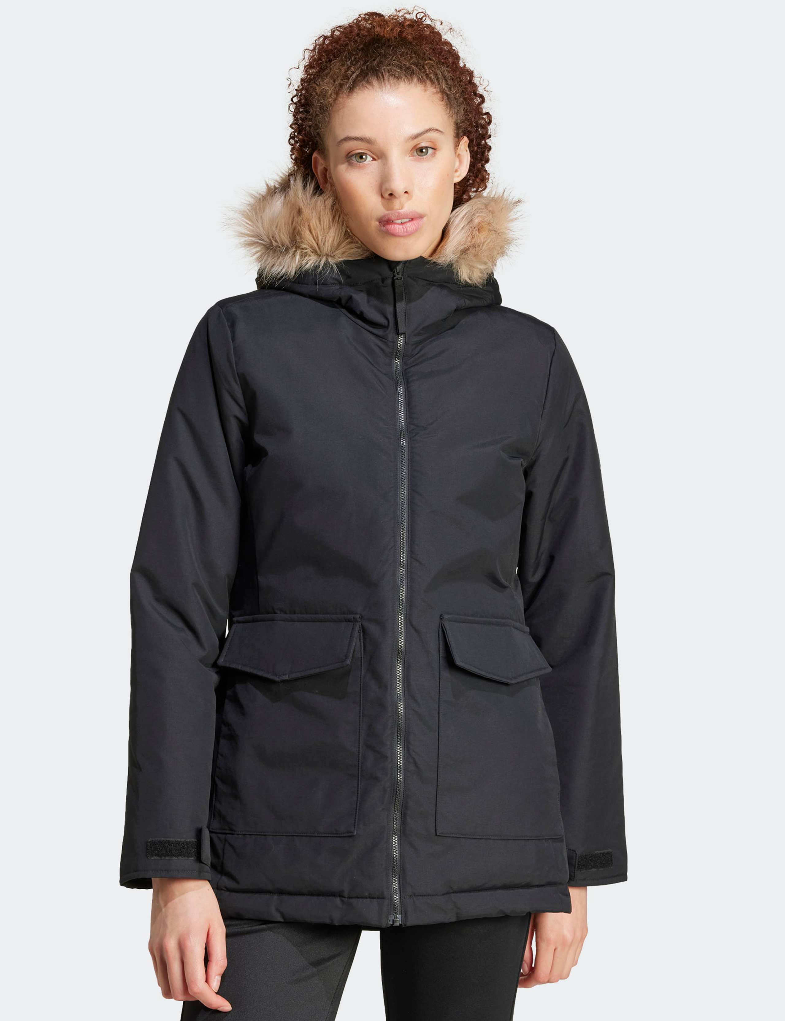 Paveric Faux Fur Trim Hooded Parka Coat