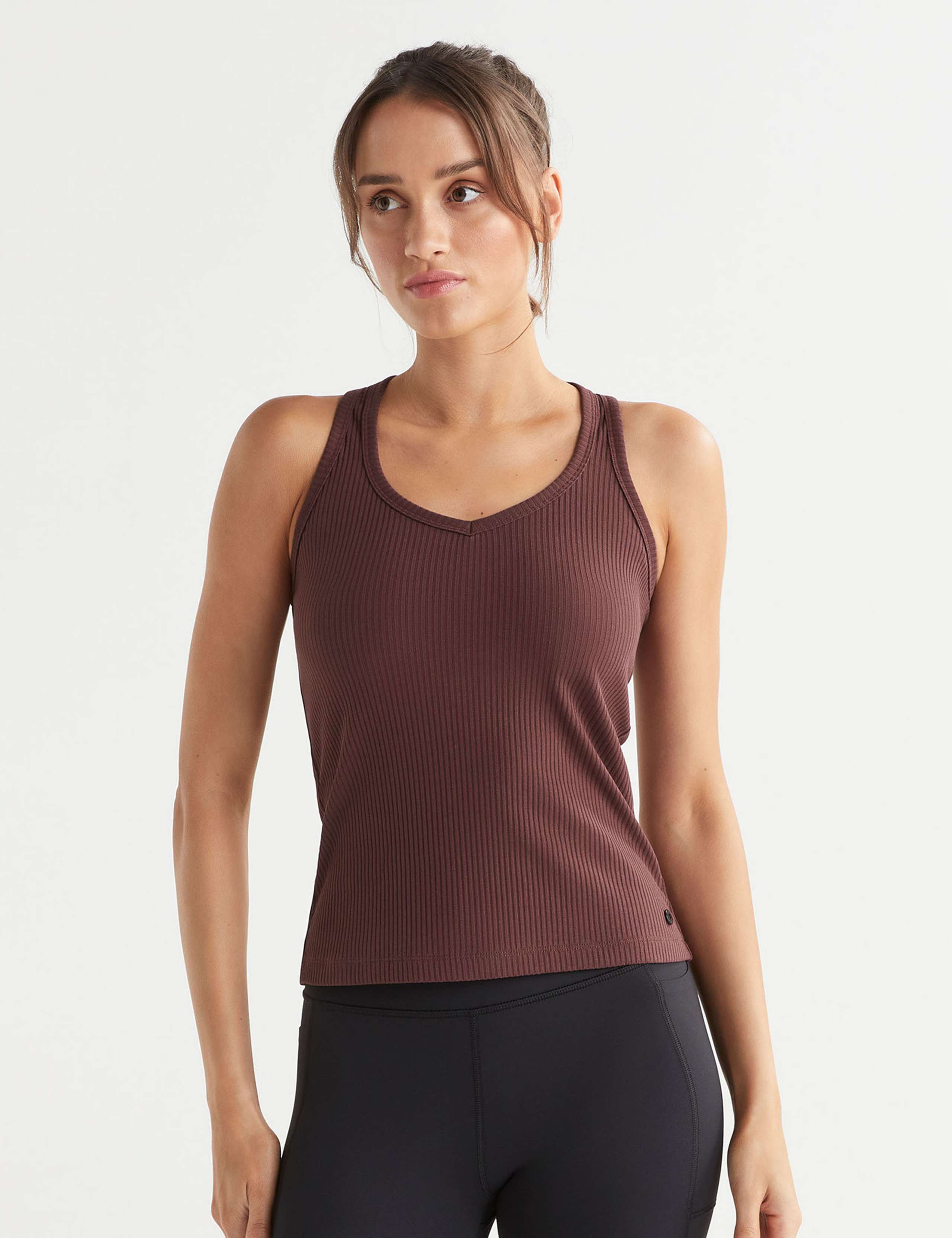 Leera Cotton Rich Rib Scoop Neck Vest Top