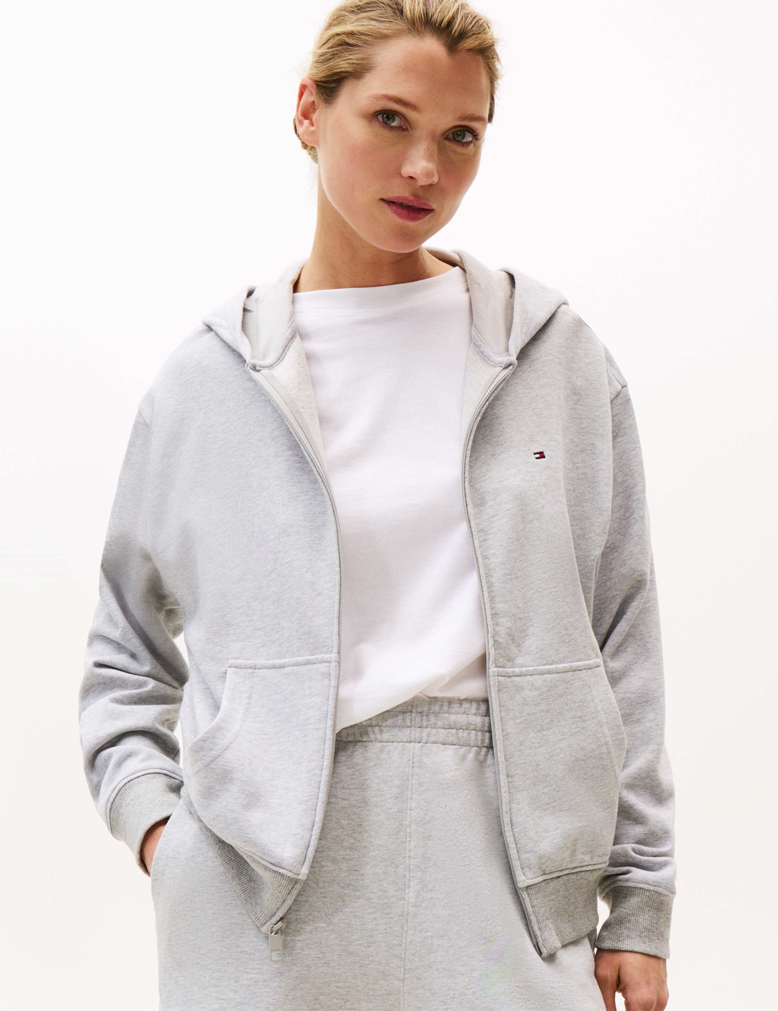 Essential Pure Cotton Zip Up Lounge Hoodie