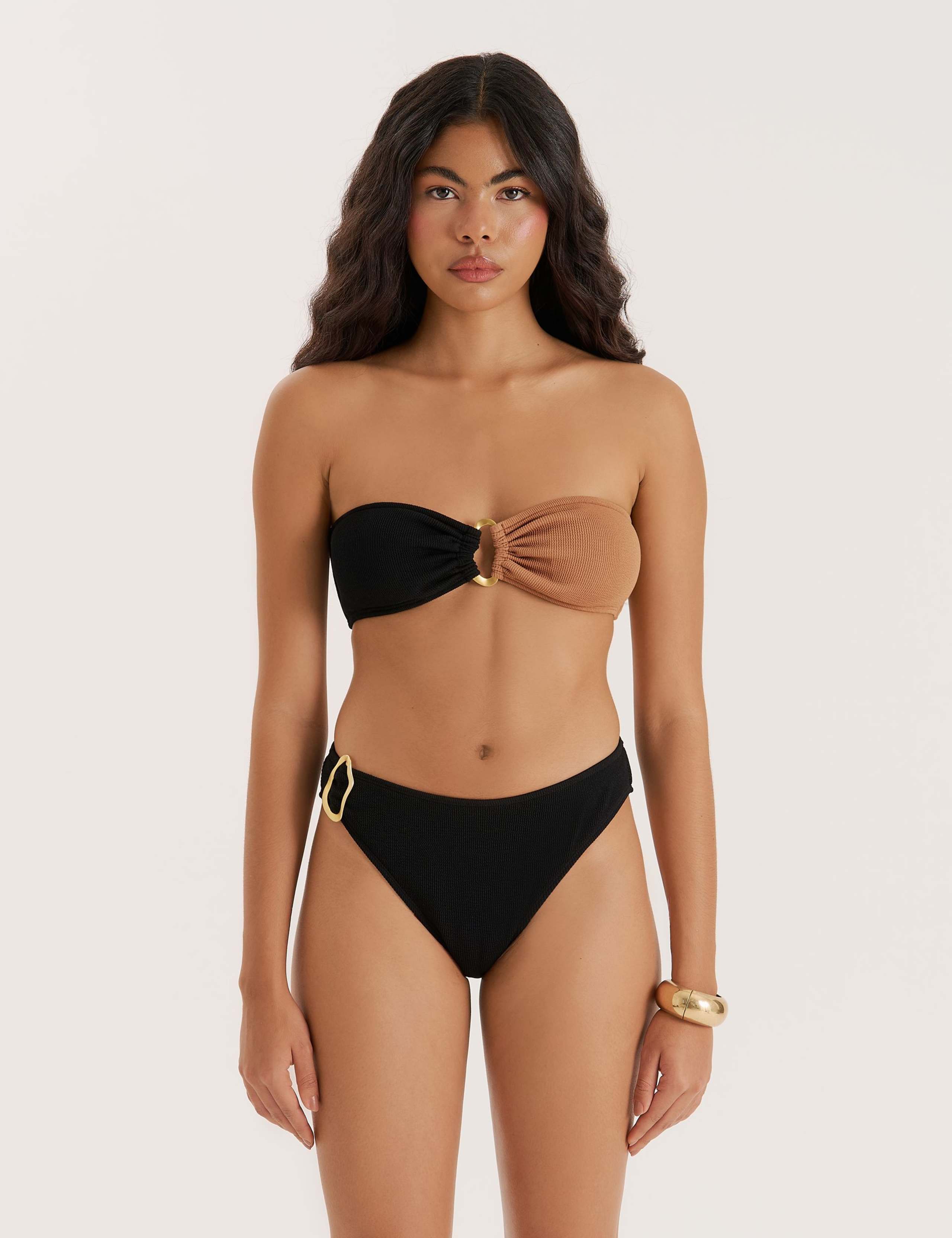 Crinkle Ring Detail Bikini Top