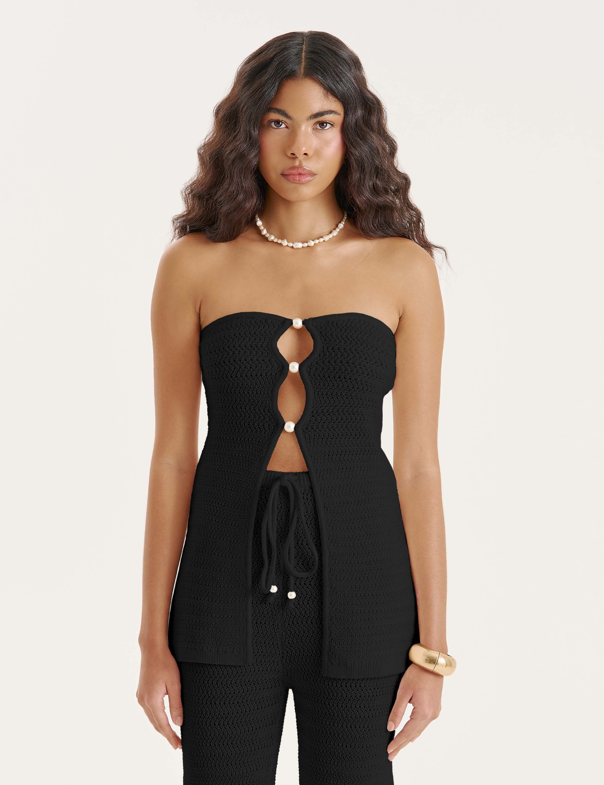 Cotton Rich Knitted Bandeau Top