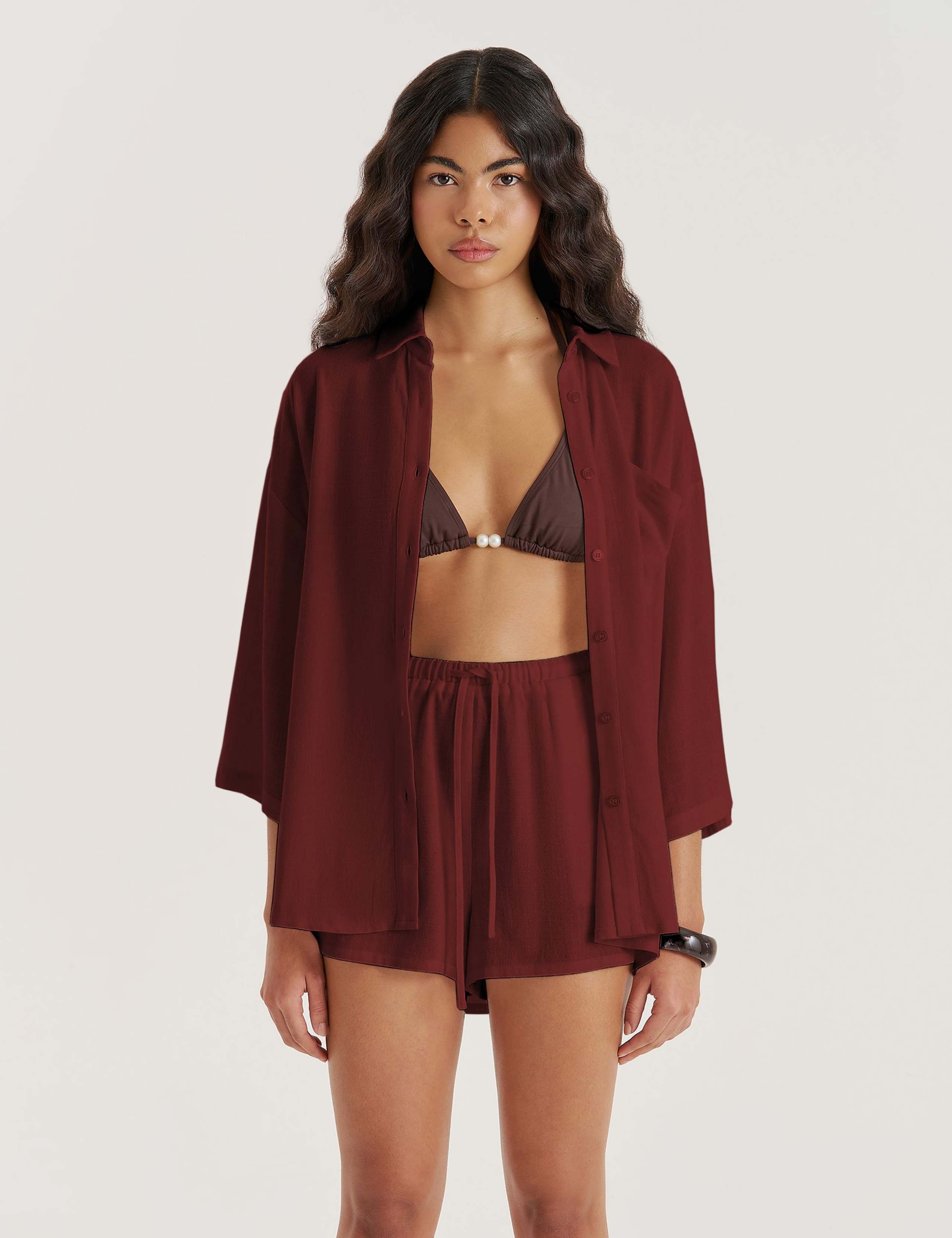 Oversized Beach Shirt with Linen
