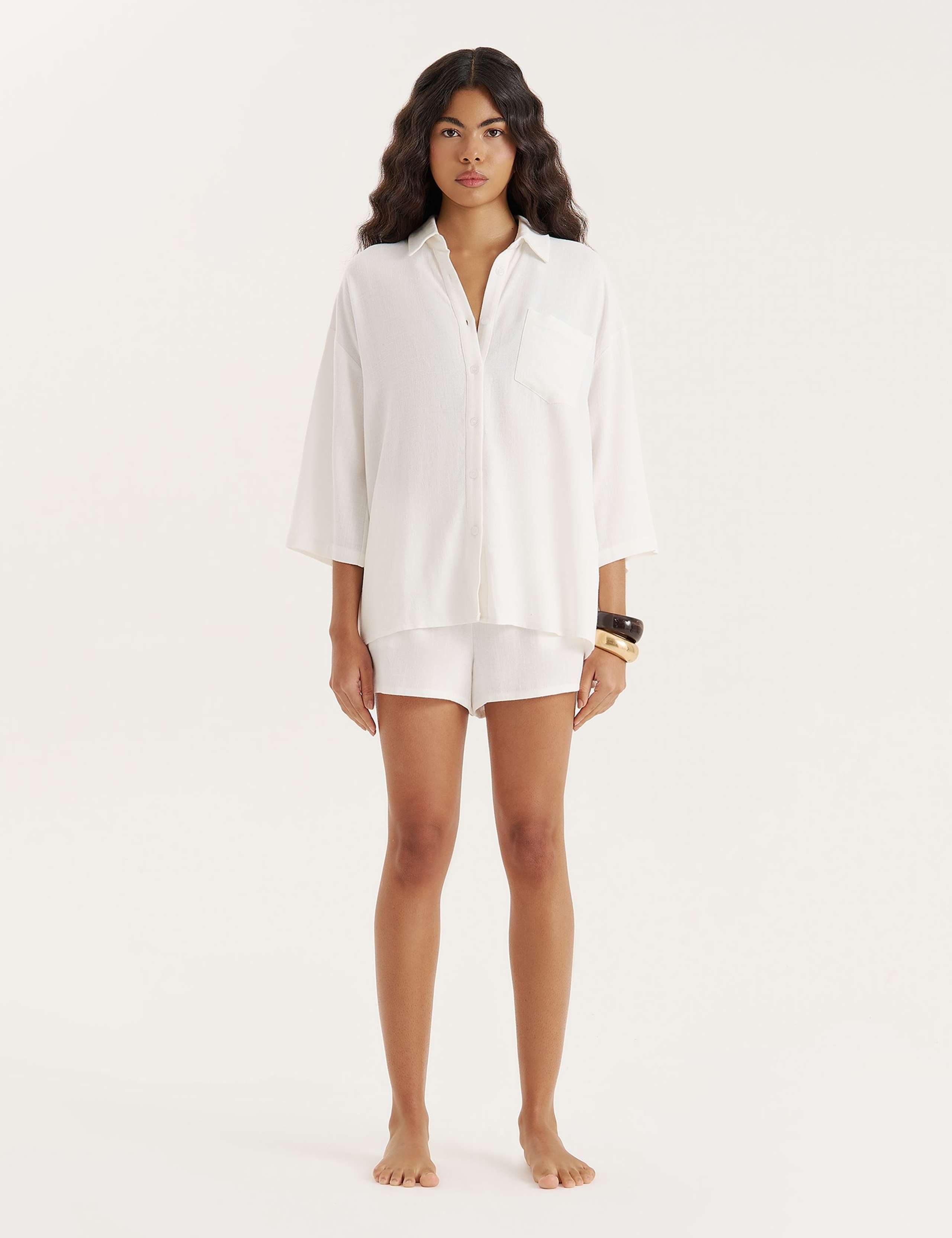 Oversized Beach Shirt with Linen