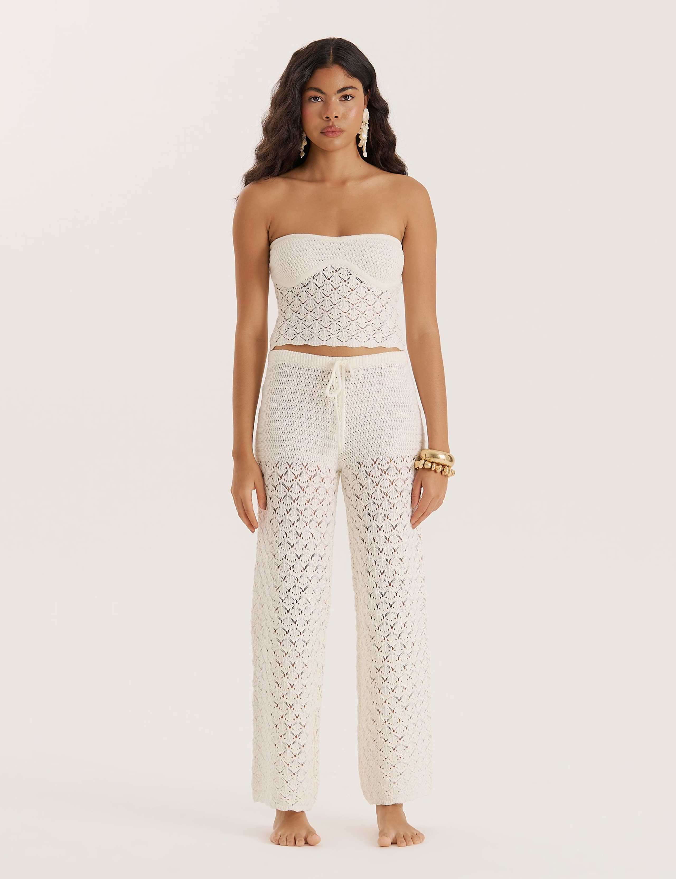 Elena Crochet Wide Leg Beach Trousers
