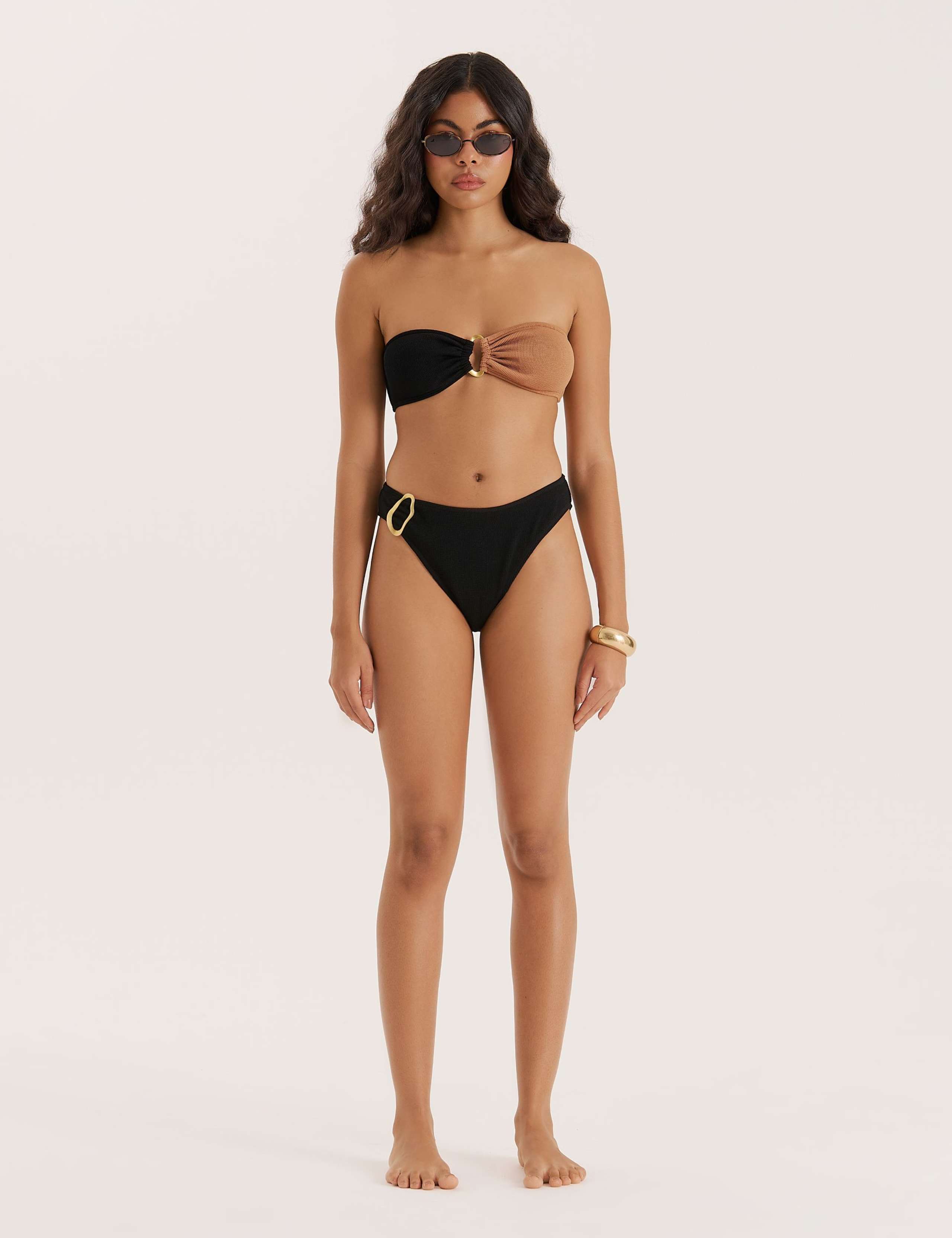 Side Detail High Waisted Bikini Bottoms