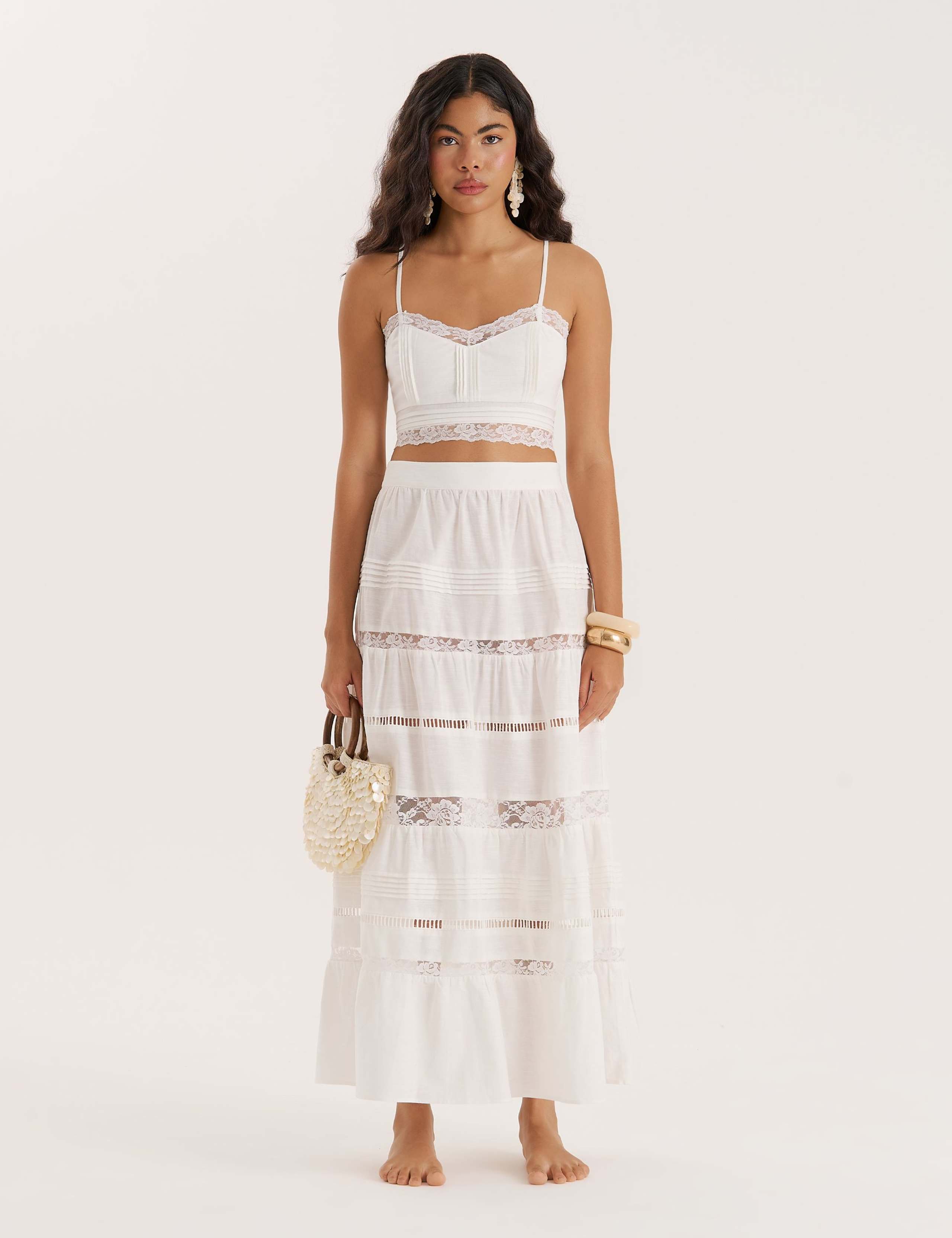 Lace Detail Maxi Skirt
